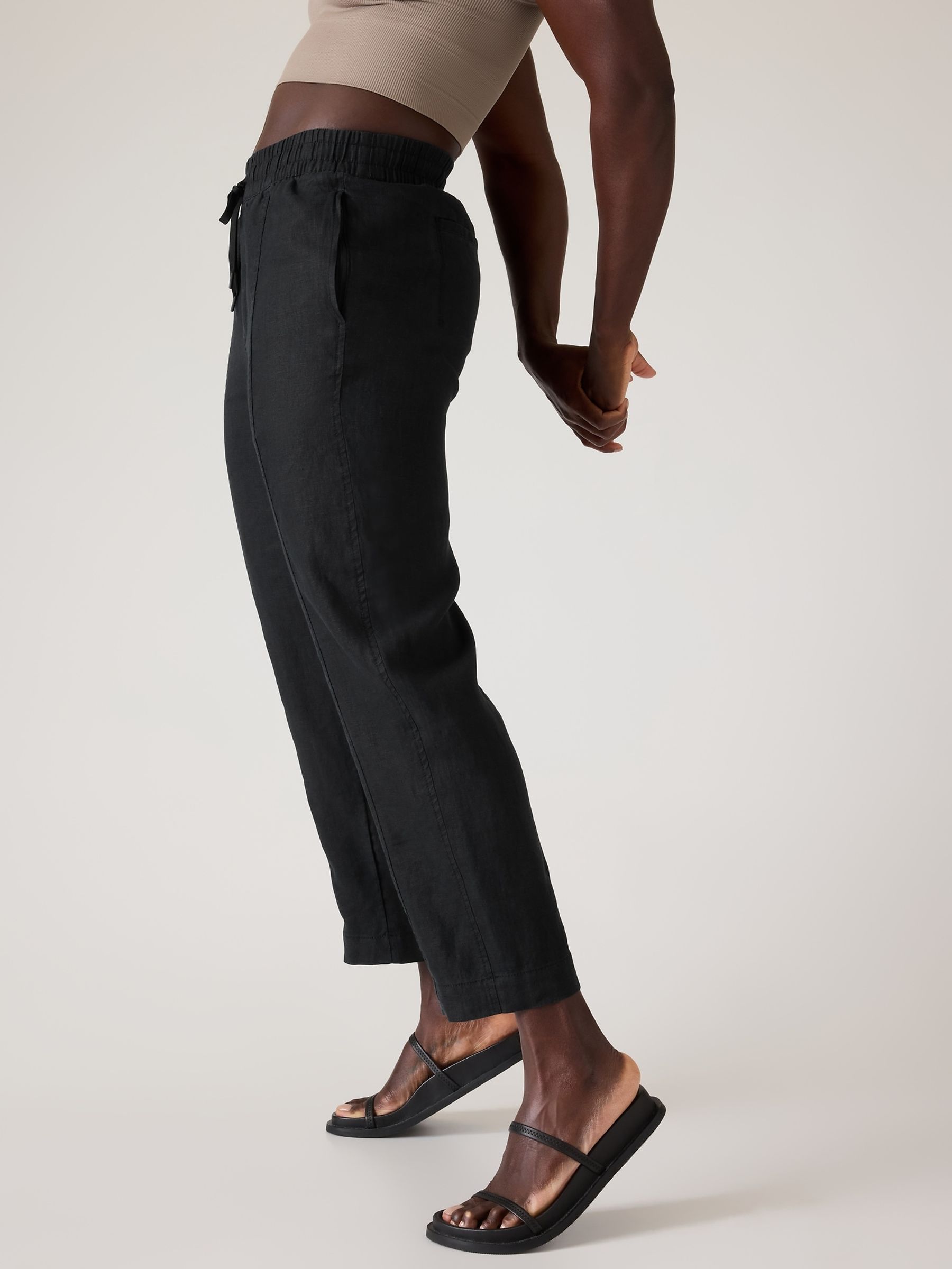 Athleta Black Retreat Linen Ankle Trousers - Image 3 of 5