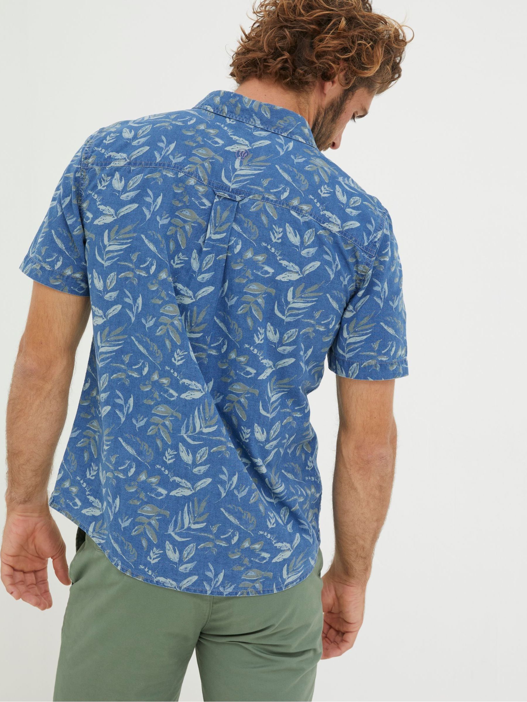 Indigo Blue Leaf Print Shirt - Image 3 of 6