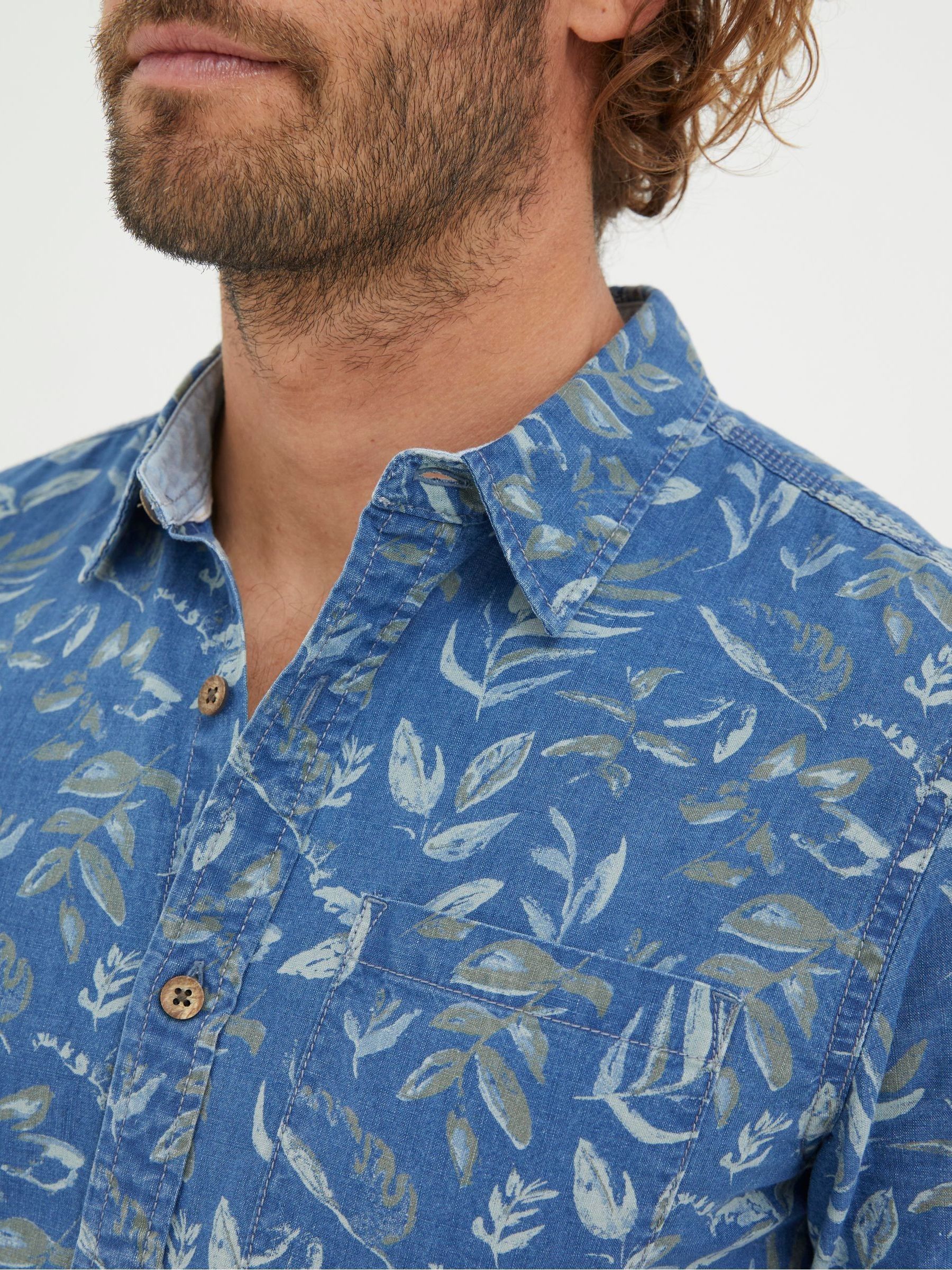 Indigo Blue Leaf Print Shirt - Image 5 of 6