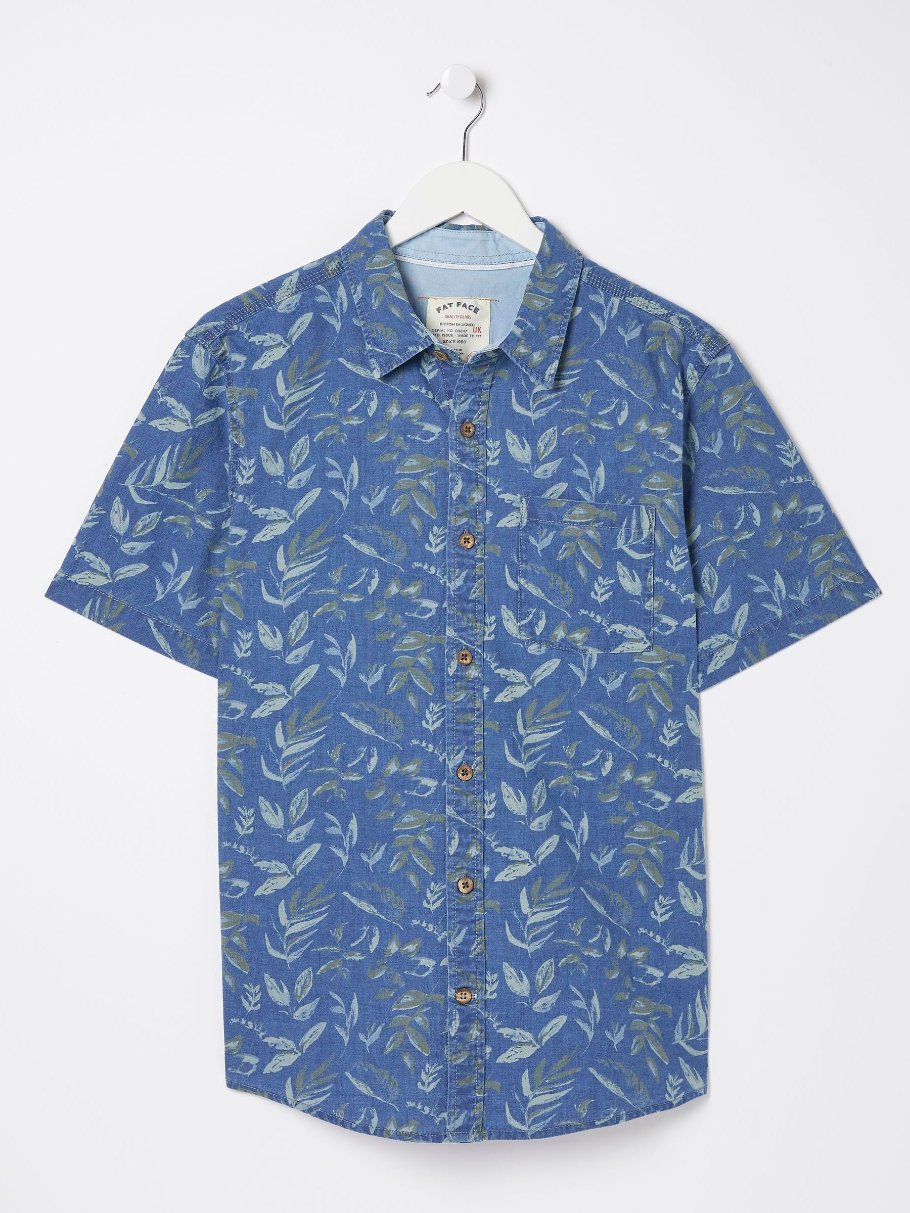 Indigo Blue Leaf Print Shirt - Image 6 of 6