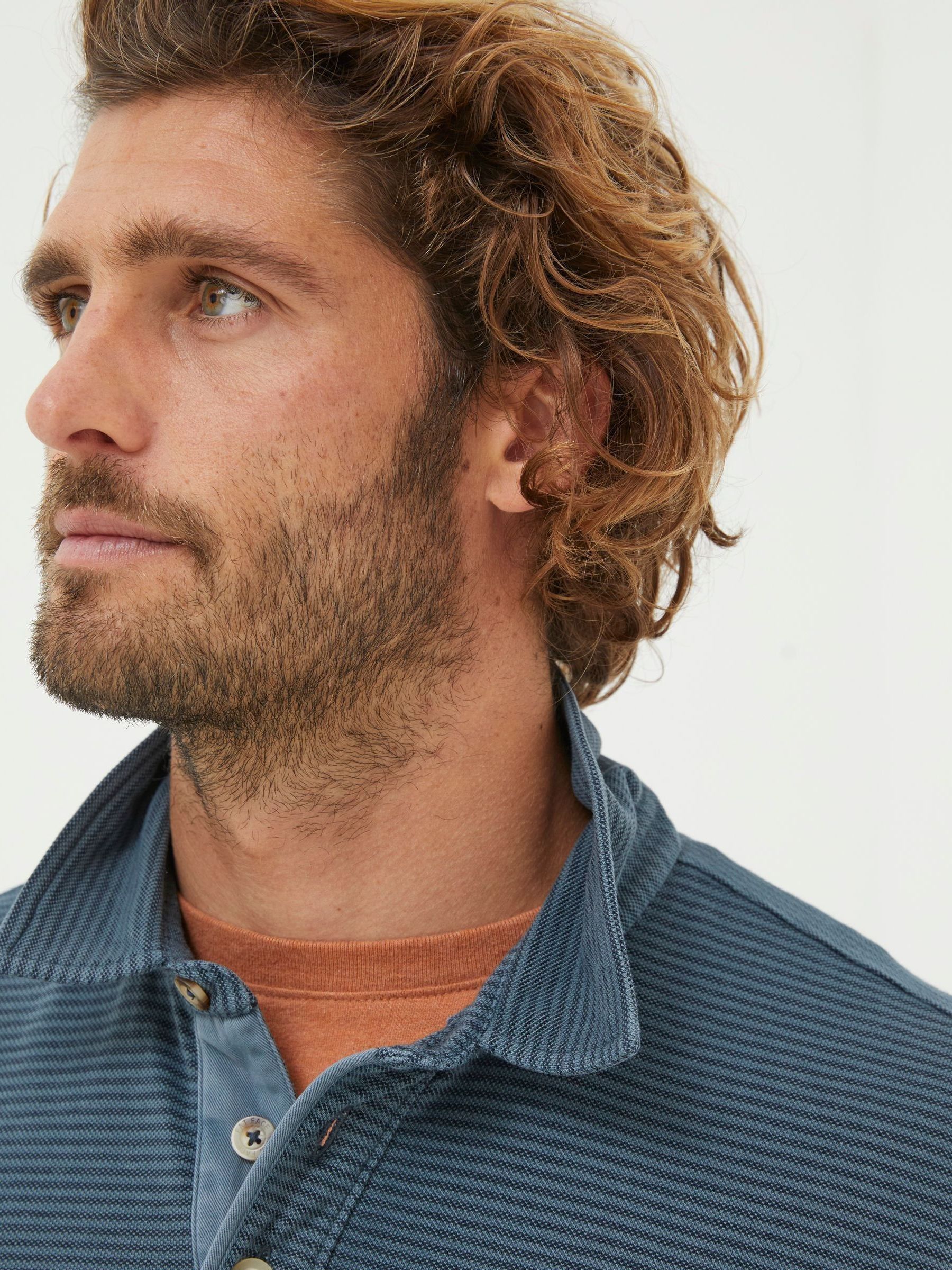 Fine Blue Stripe Polo Shirt - Image 4 of 5