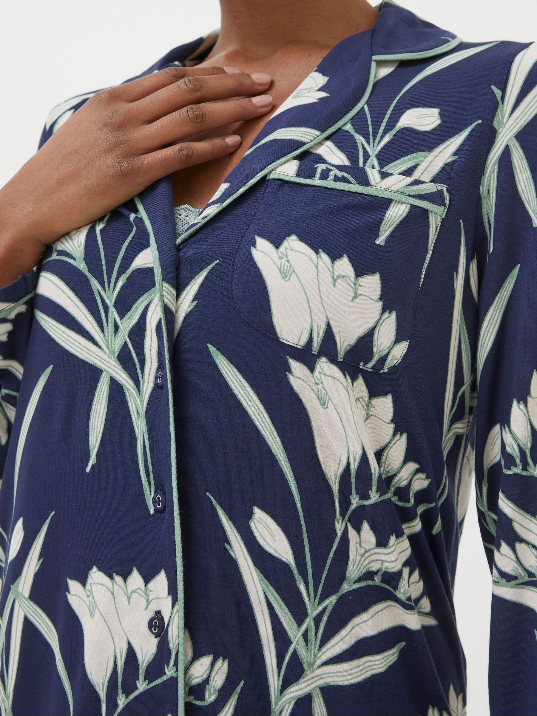Blue Spring Blooms Jersey Pyjama Nightshirt - Image 3 of 4