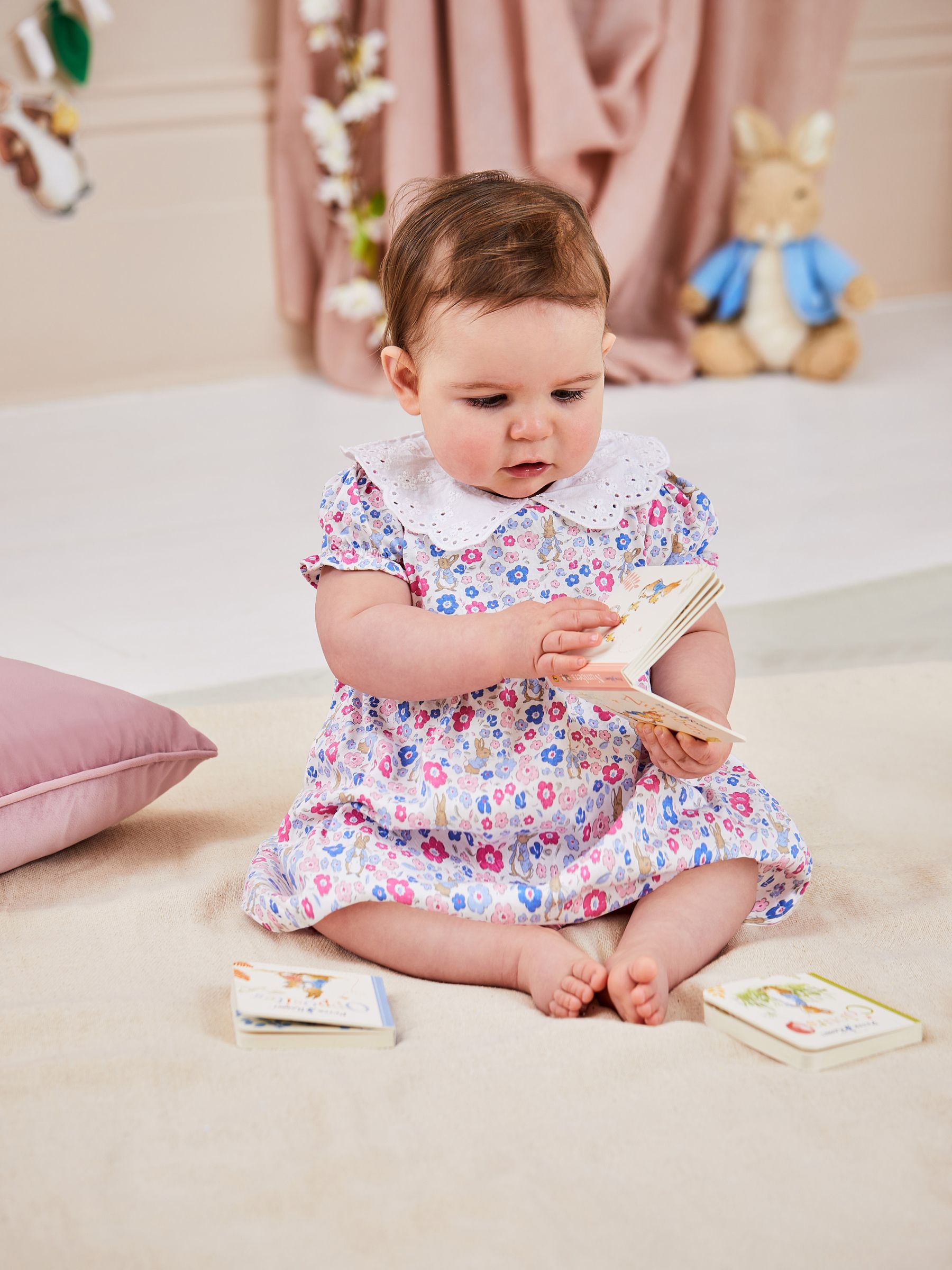 Pink 2-Piece Floral Peter Rabbit Top & Shorts Set - Image 2 of 7