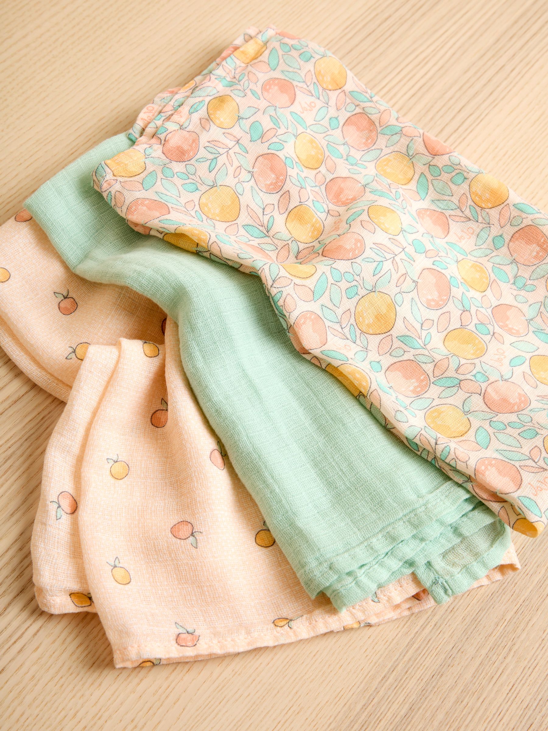 Apples & Oranges 3-Pack Muslin Squares - Image 1 of 3