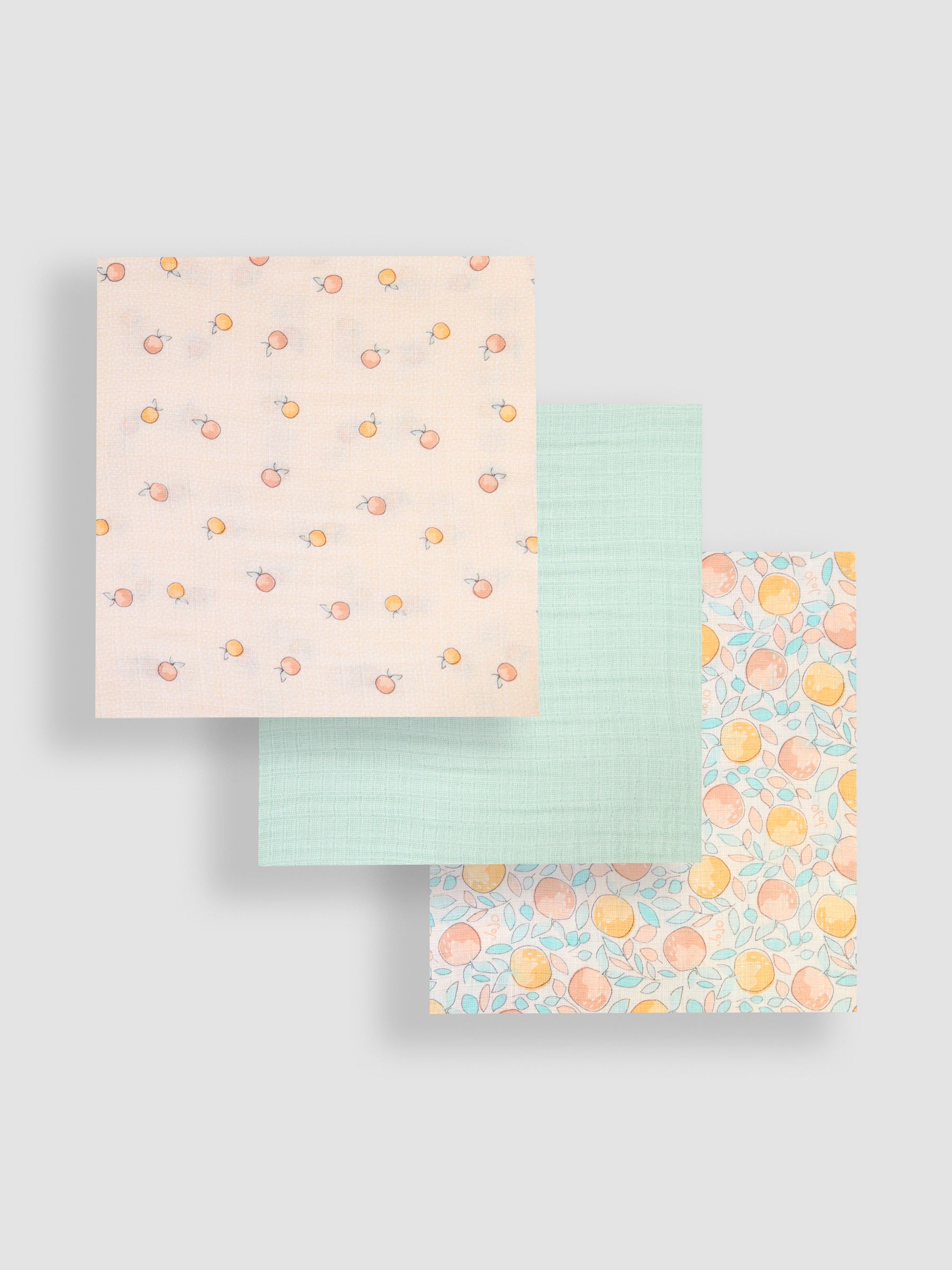 Apples & Oranges 3-Pack Muslin Squares - Image 2 of 3
