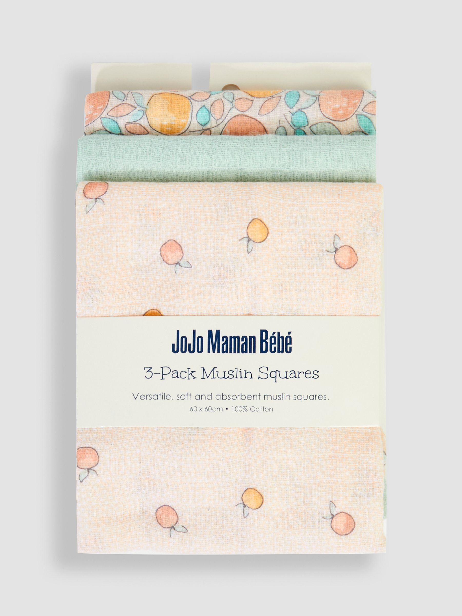 Apples & Oranges 3-Pack Muslin Squares - Image 3 of 3