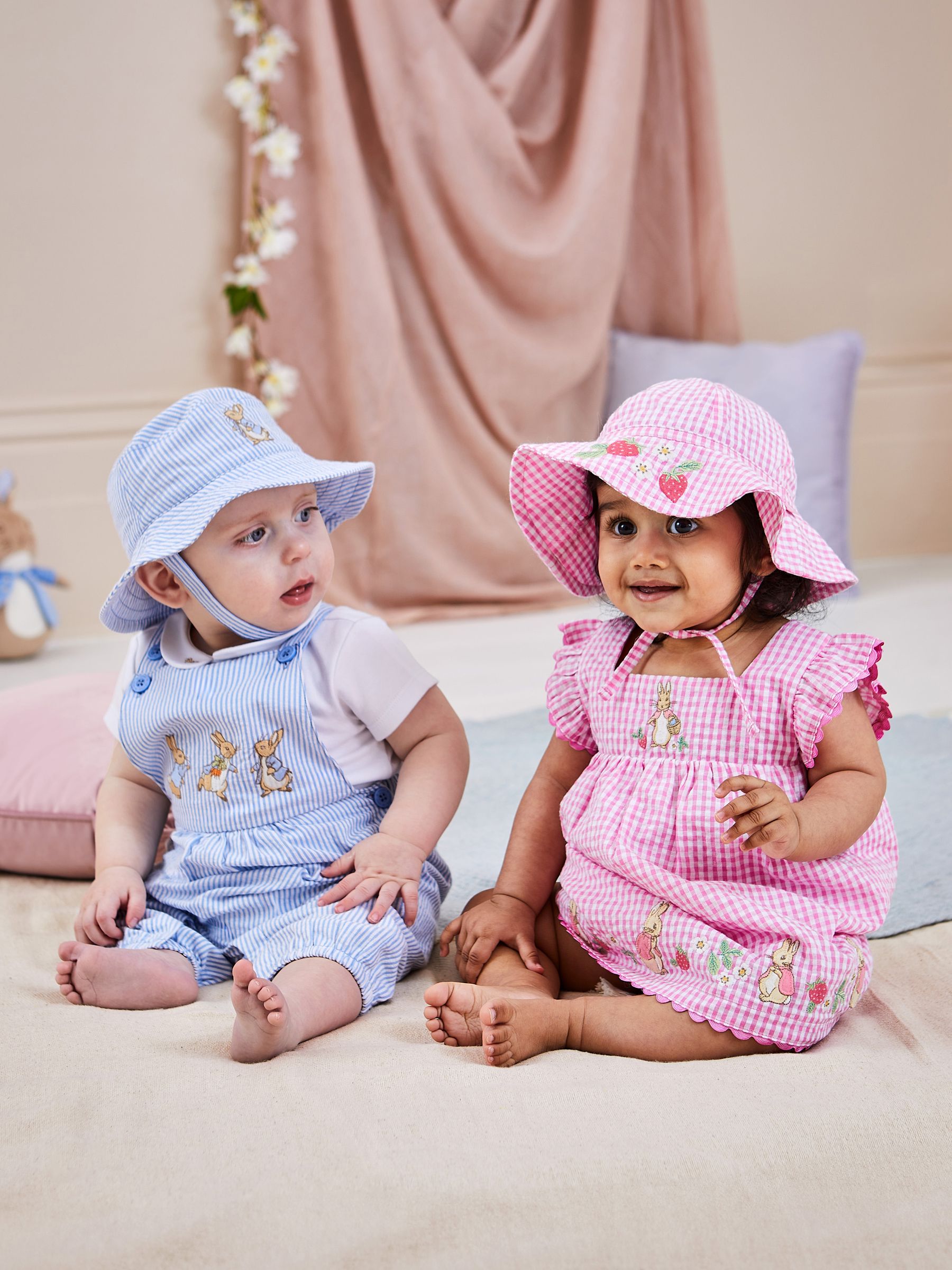Pink Peter Rabbit Embroidered Summer Dress And Hat Set 2-Piece - Image 2 of 10