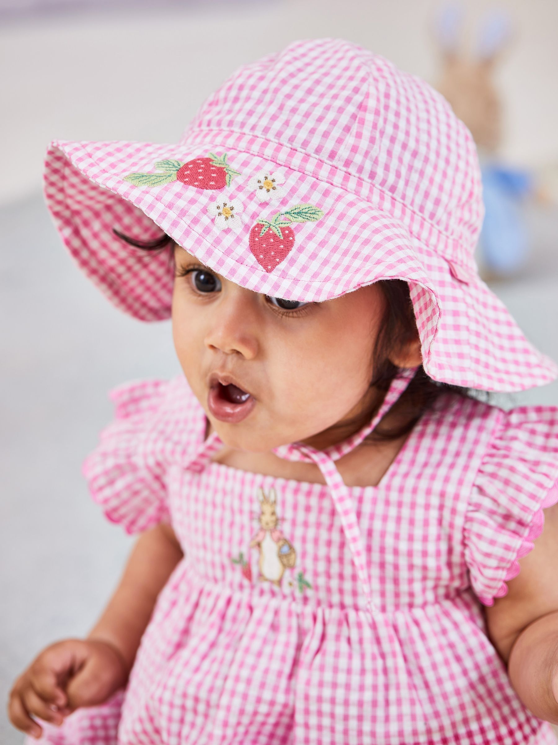 Pink Peter Rabbit Embroidered Summer Dress And Hat Set 2-Piece - Image 3 of 10