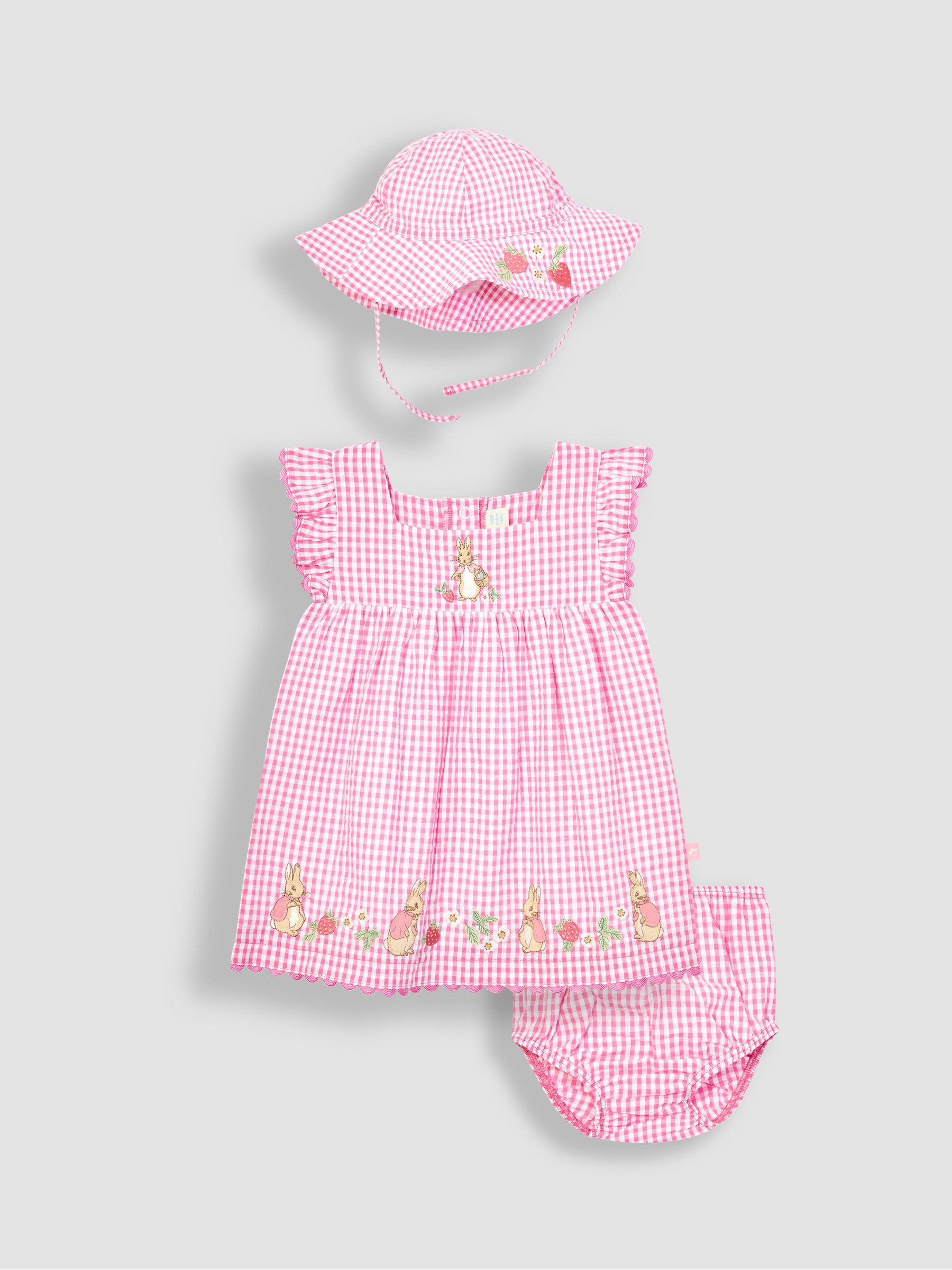 Pink Peter Rabbit Embroidered Summer Dress And Hat Set 2-Piece - Image 6 of 10