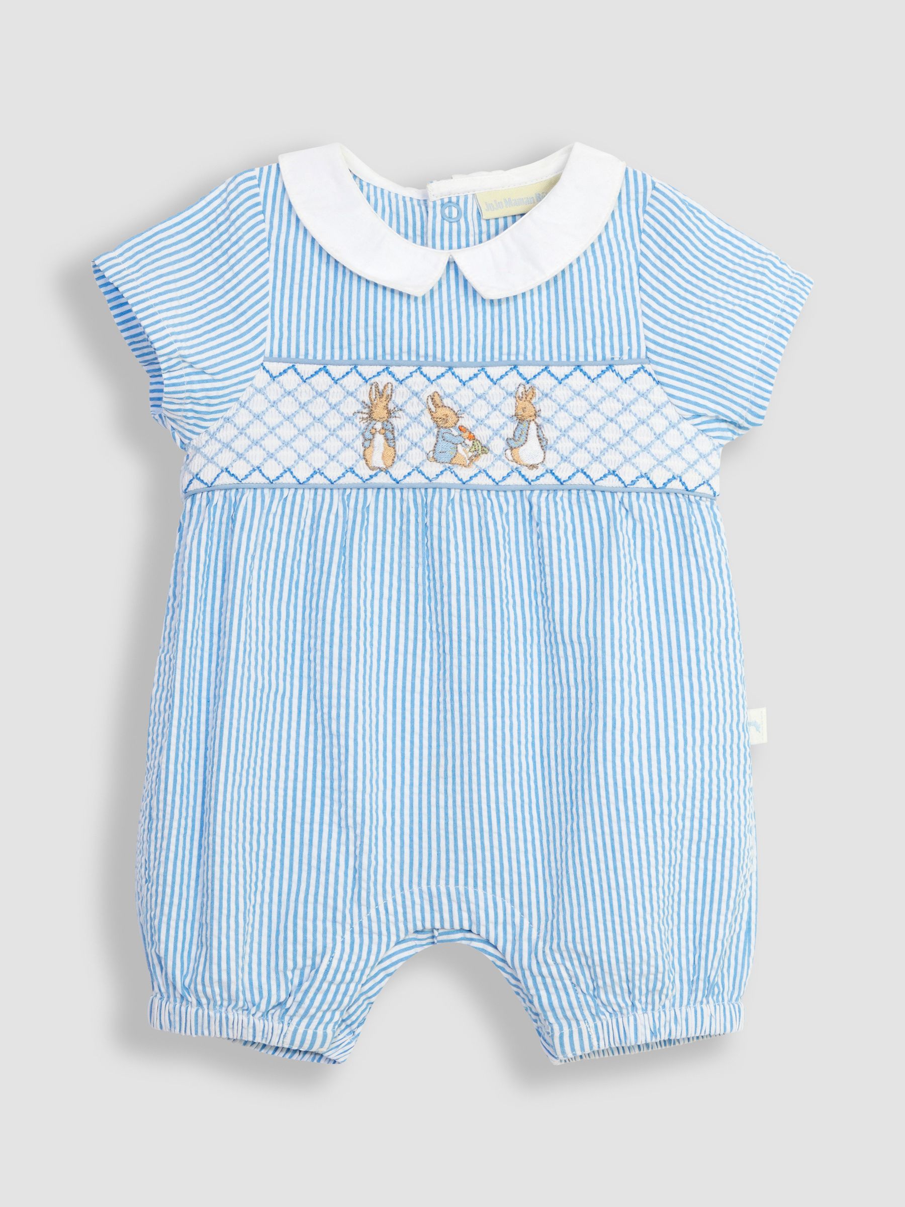 Peter Rabbit Embroidered Smocked Romper in Blue - Image 2 of 4