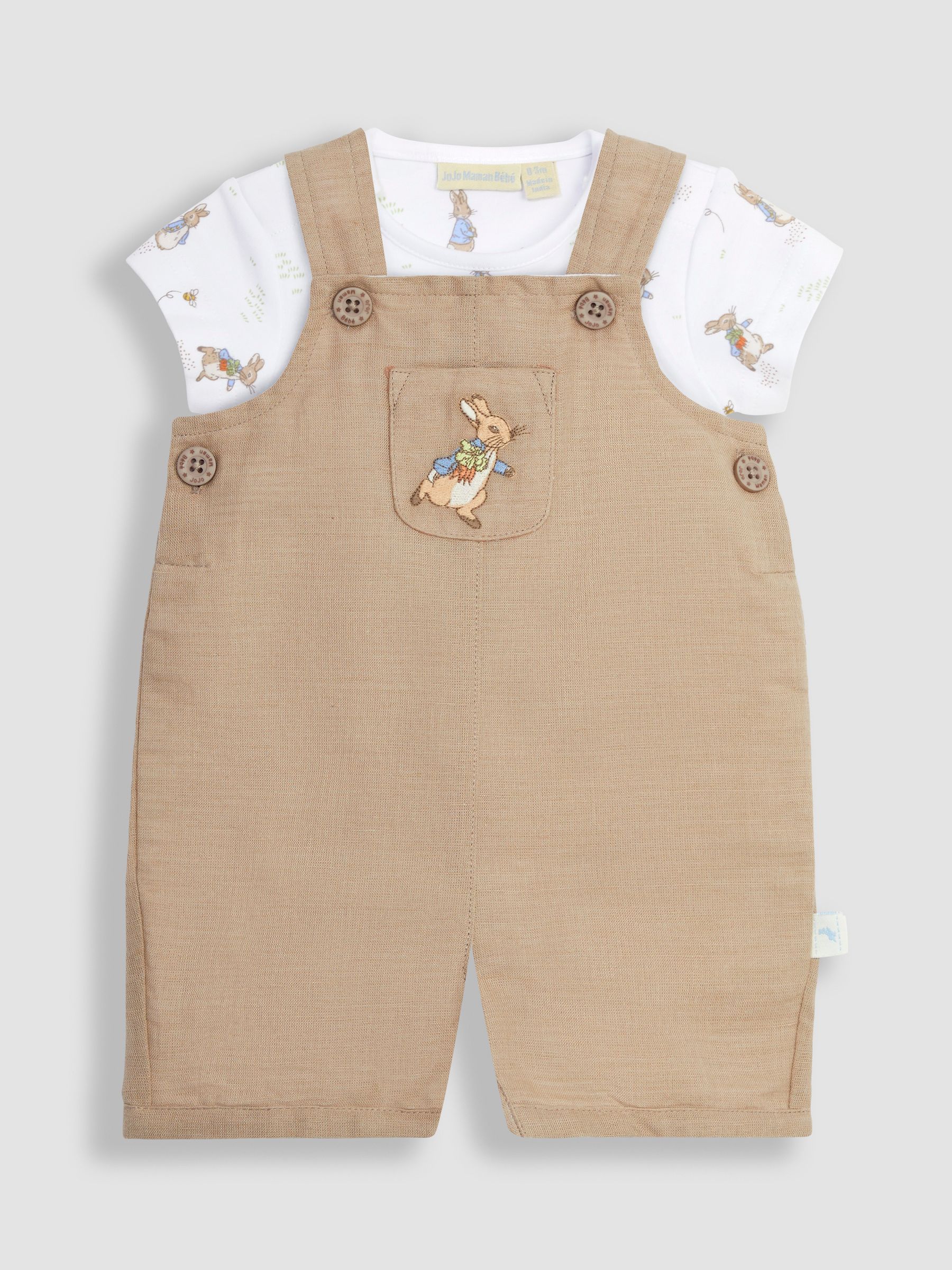 Natural 2-Piece Peter Rabbit Dungarees & Body Set - Image 4 of 6