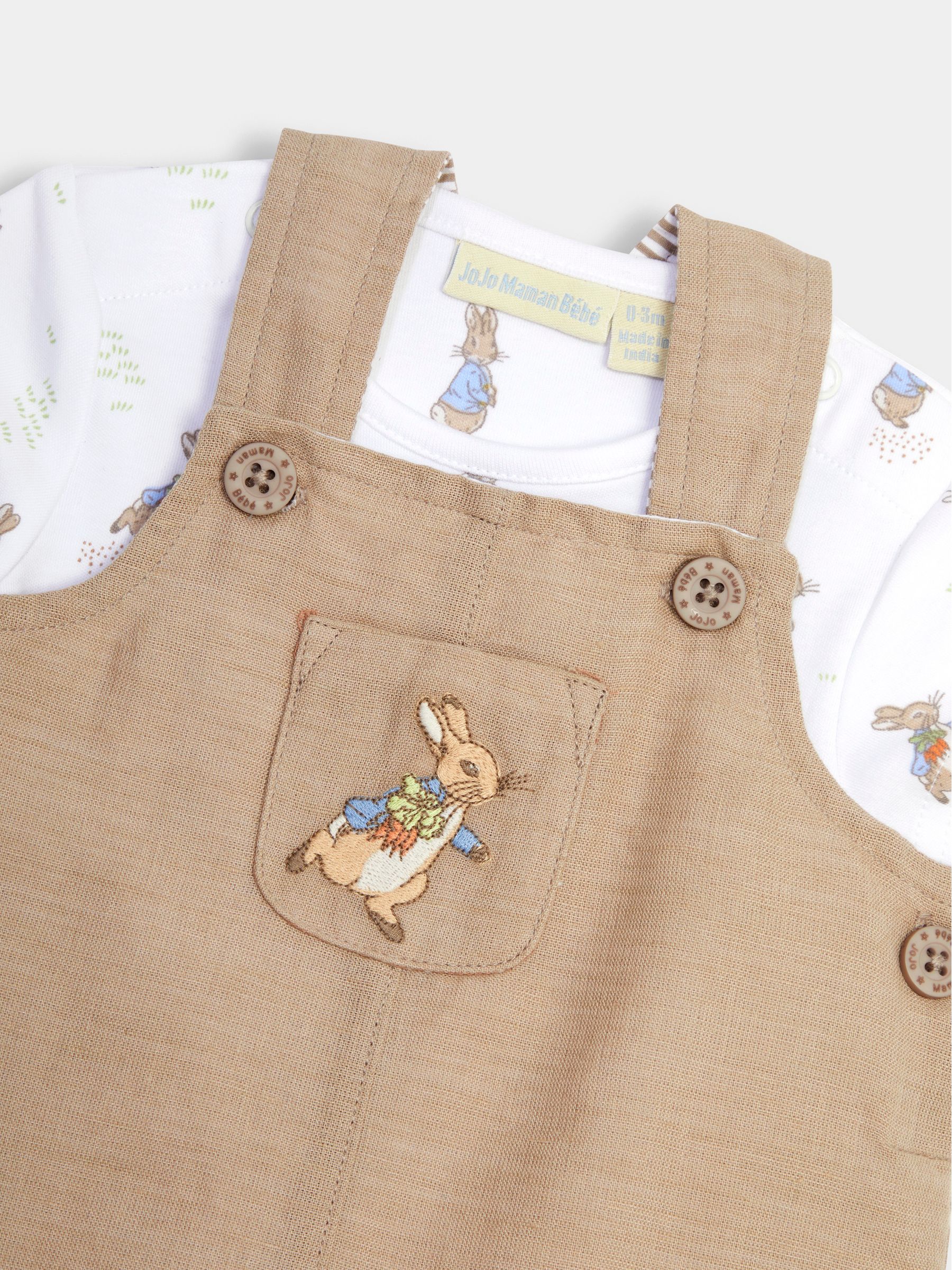Natural 2-Piece Peter Rabbit Dungarees & Body Set - Image 6 of 6