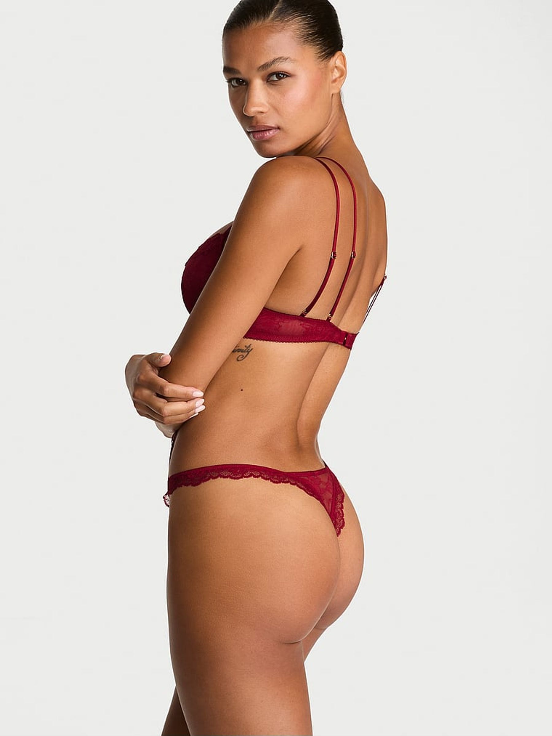 Red Lacquer Lace Push Up Bodysuit - Image 2 of 2