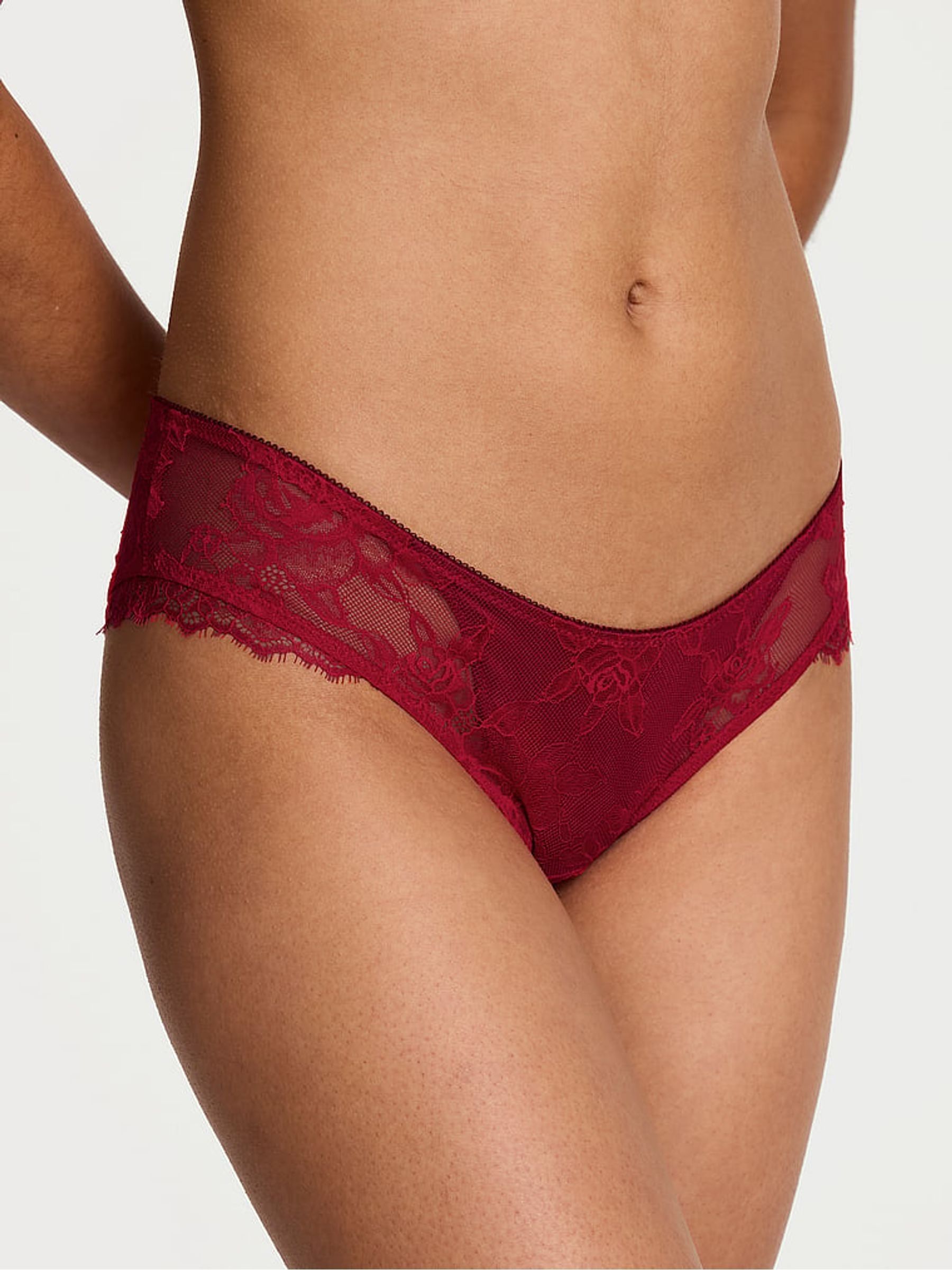 Red Lacquer Cheeky Lace Overlay Knickers - Image 1 of 2 Red Lacquer Cheeky Lace Overlay Knickers - Image 1 of 2