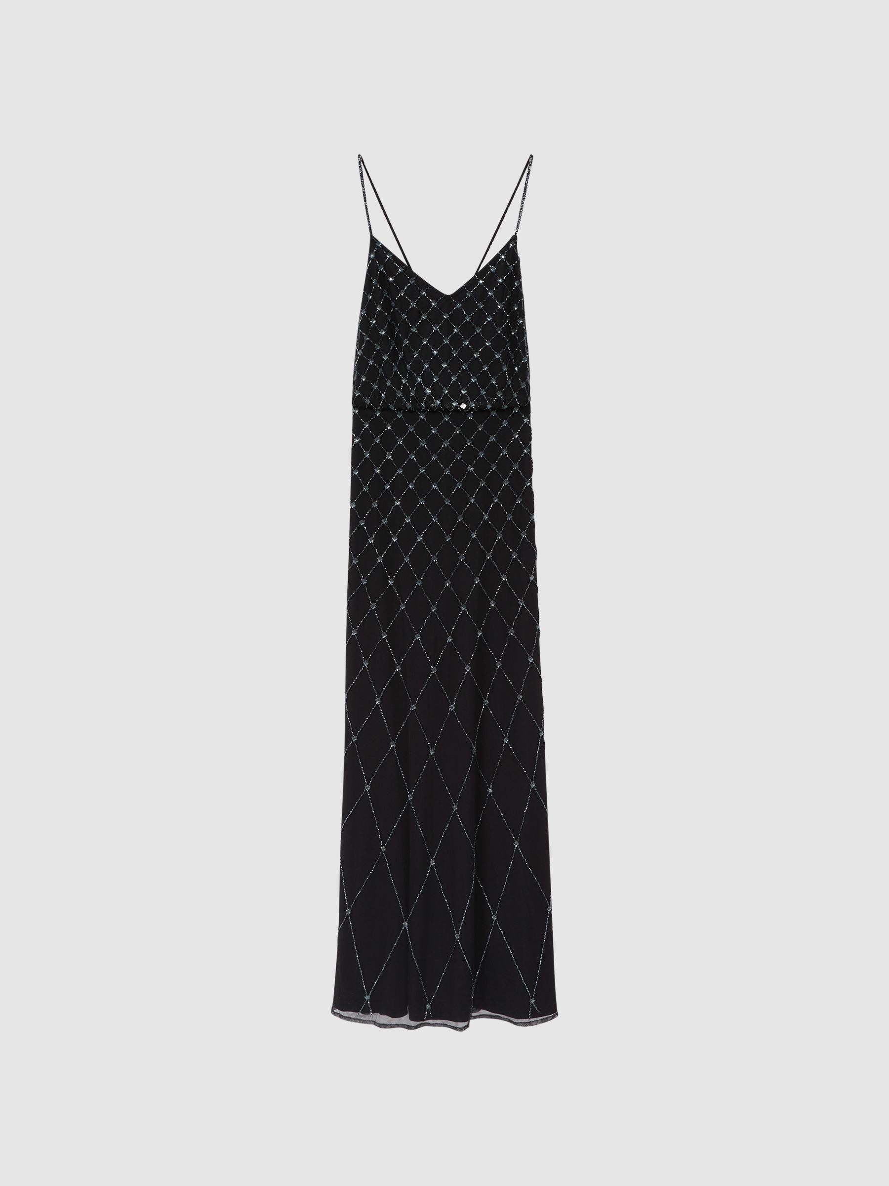 Raishma Embellished Cross-Strap Maxi Dress in Black/Gunmetal - Image 2 of 6
