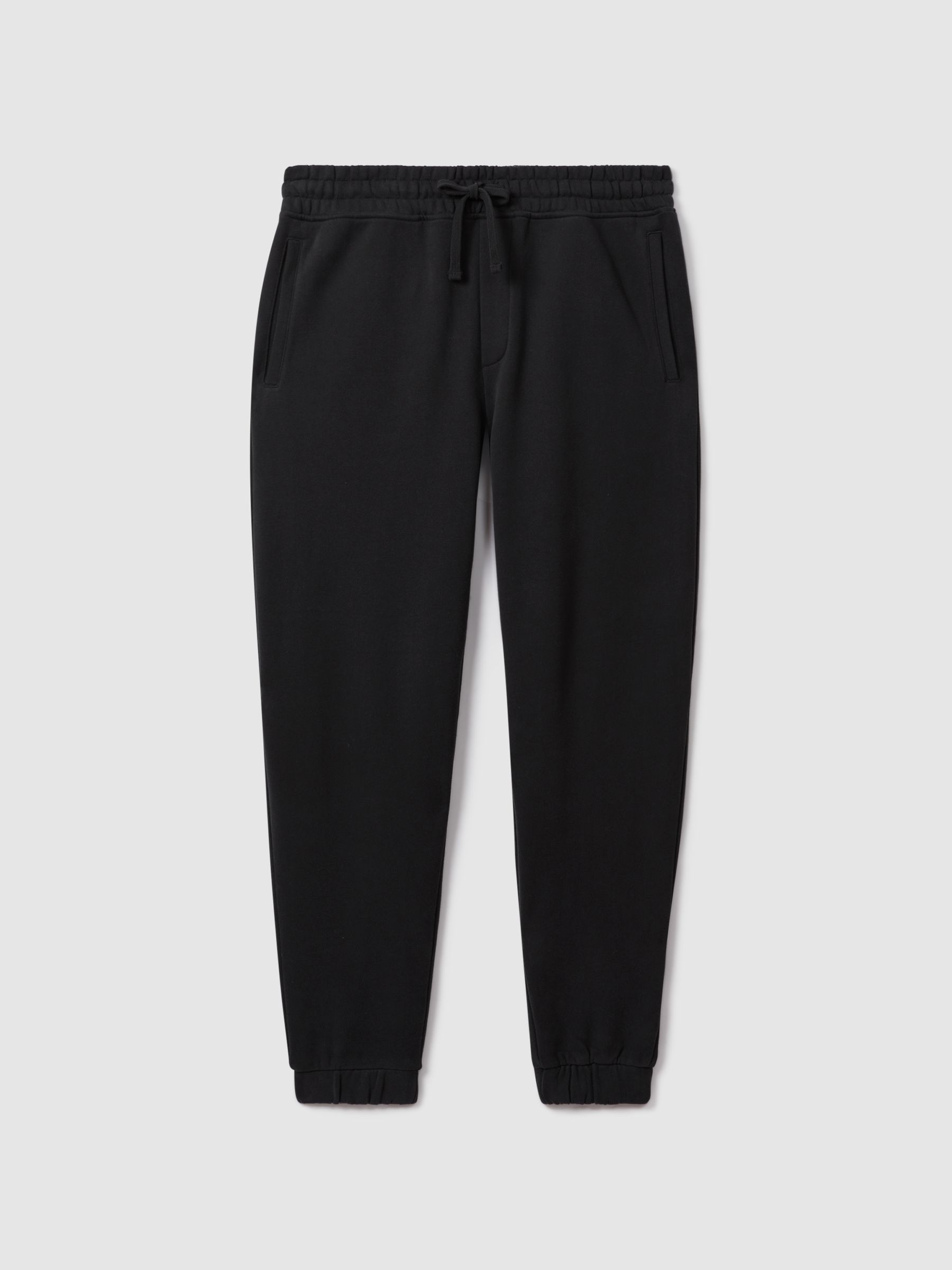 Fleece Lined Cotton Joggers in Washed Black - Image 2 of 6
