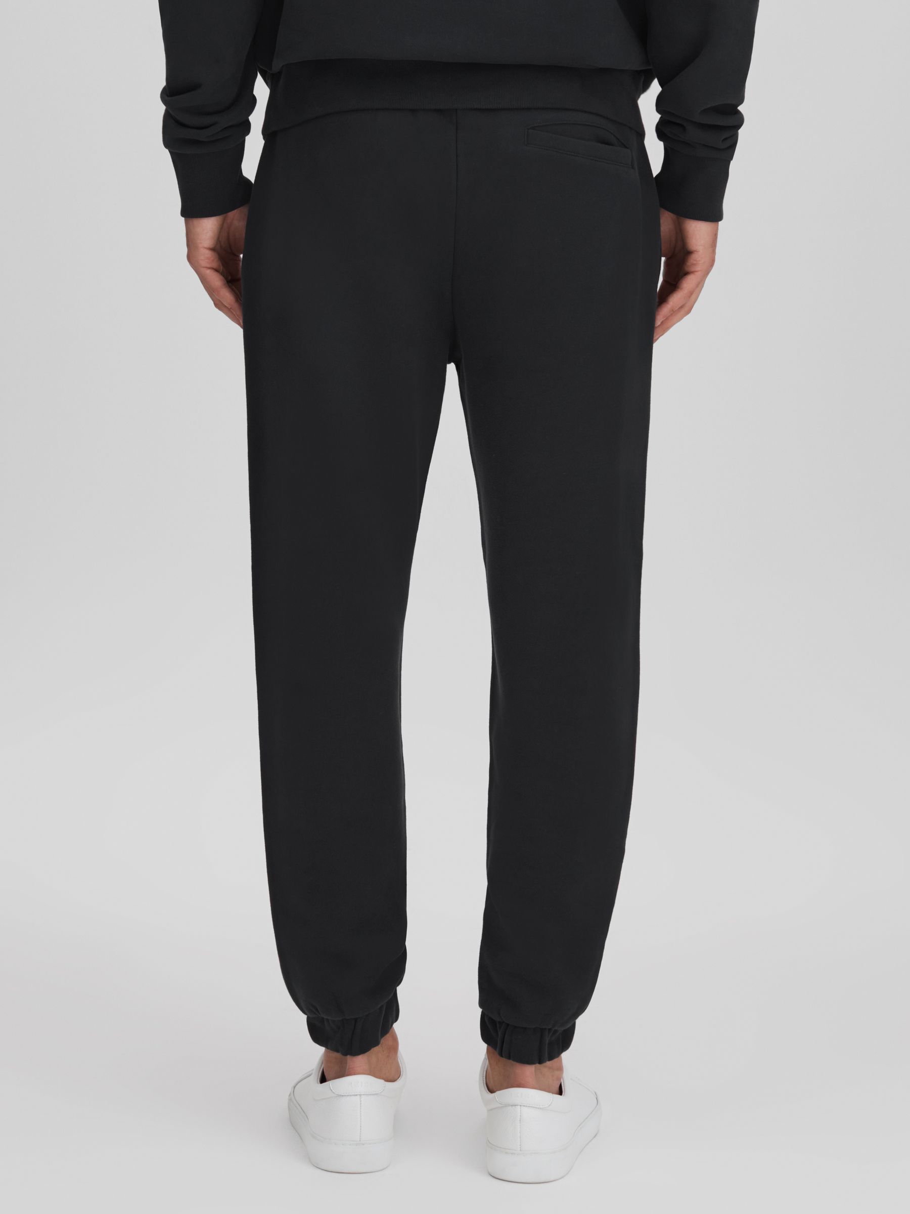 Fleece Lined Cotton Joggers in Washed Black - Image 5 of 6