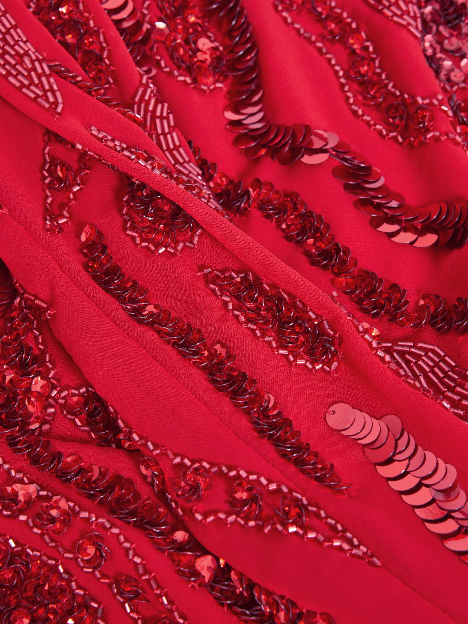 Raishma Embellished One-Shoulder Midi Dress in Bright Red - image 5