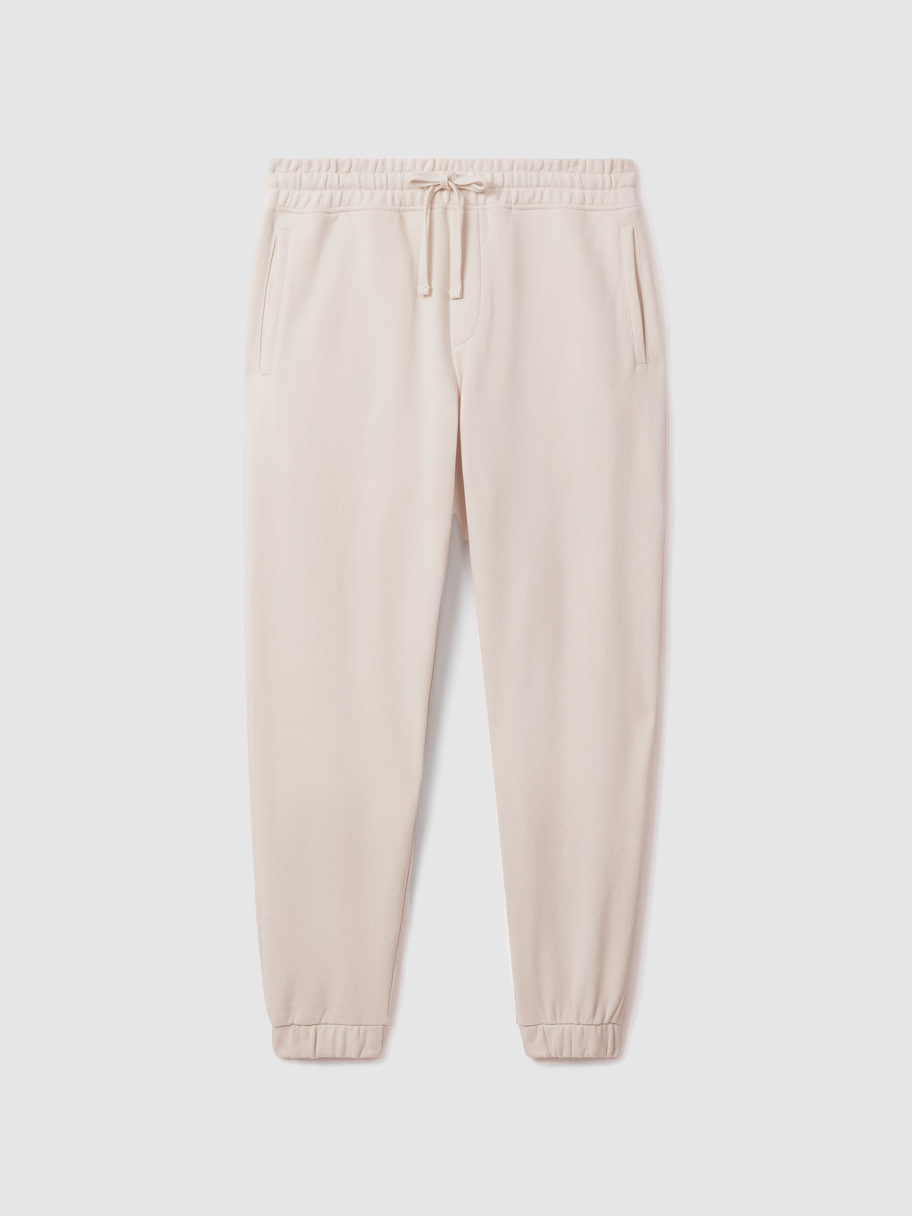 Fleece Lined Cotton Joggers in Off White - Image 2 of 6