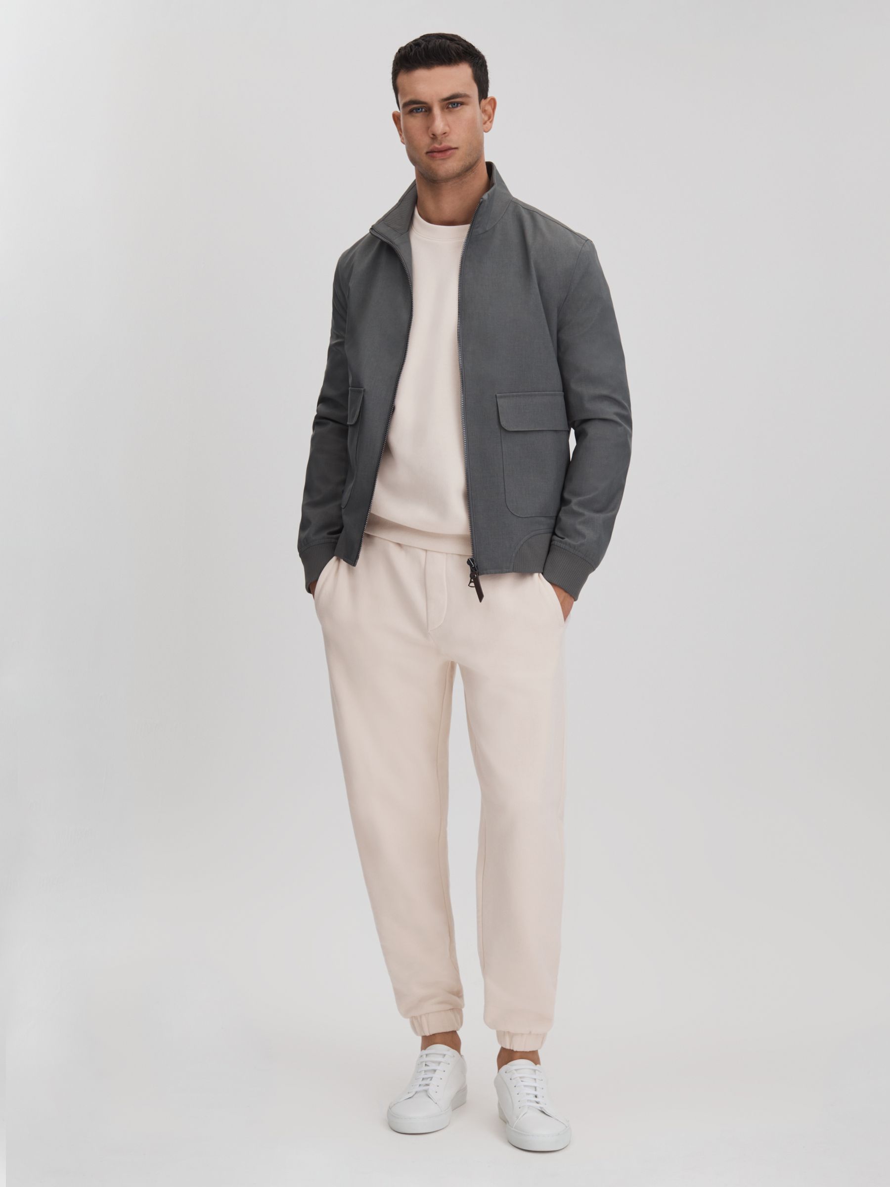 Fleece Lined Cotton Joggers in Off White - Image 3 of 6