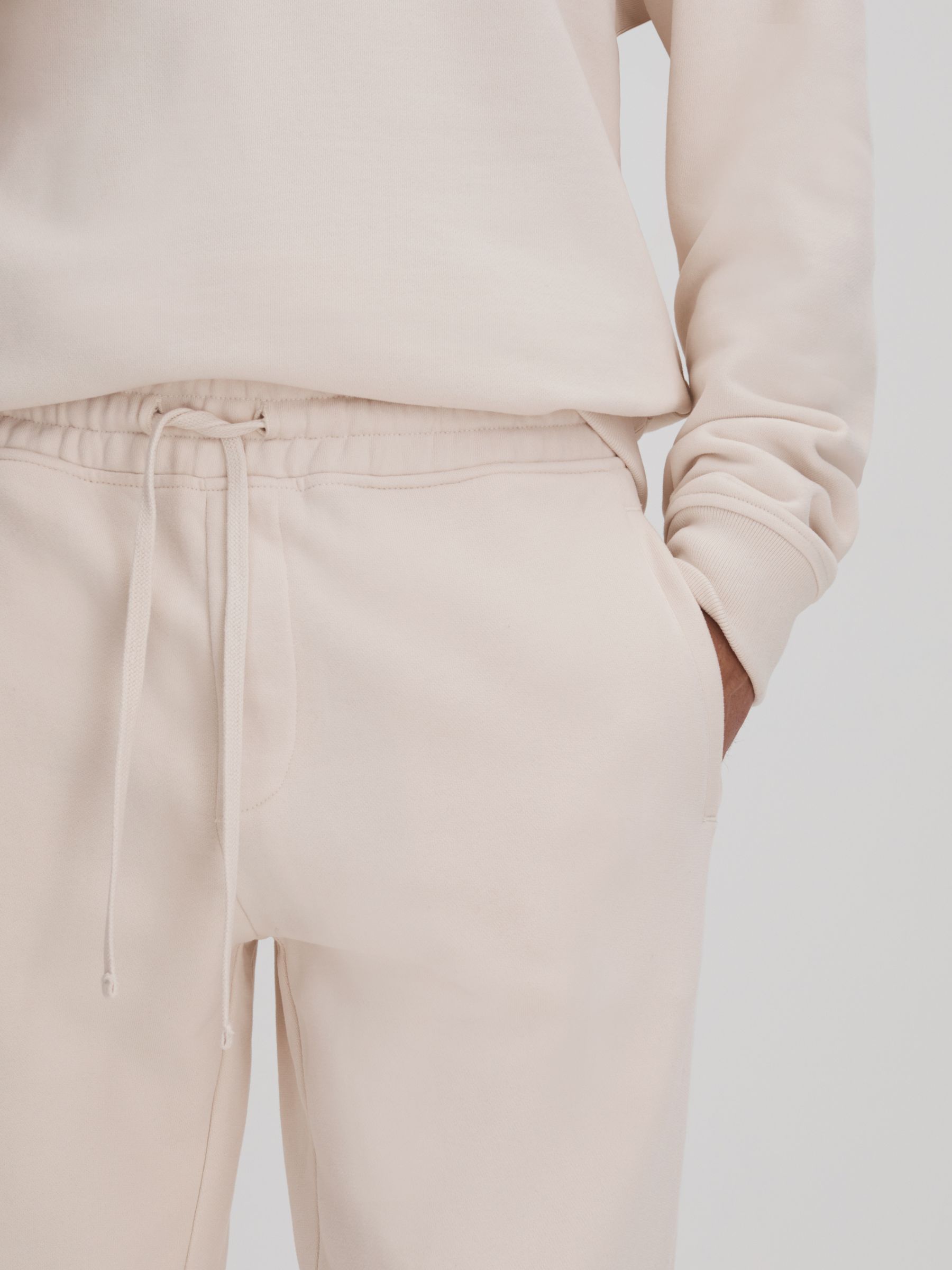 Fleece Lined Cotton Joggers in Off White - Image 4 of 6