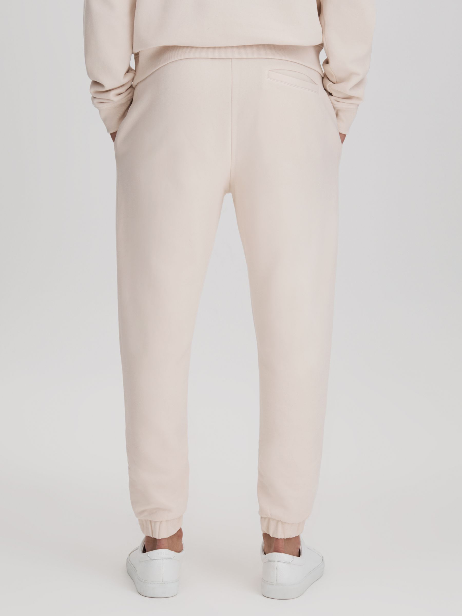 Fleece Lined Cotton Joggers in Off White - Image 5 of 6