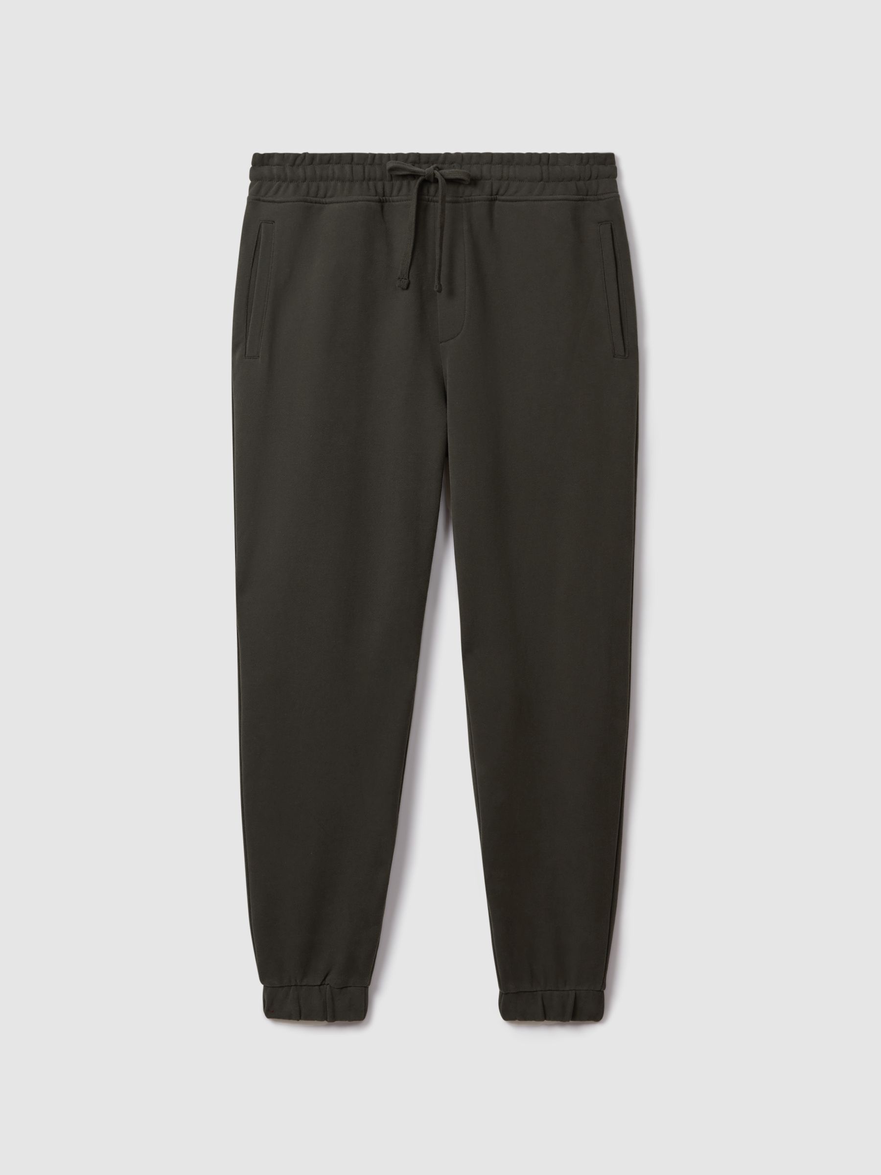Fleece Lined Cotton Joggers in Khaki - Image 2 of 6