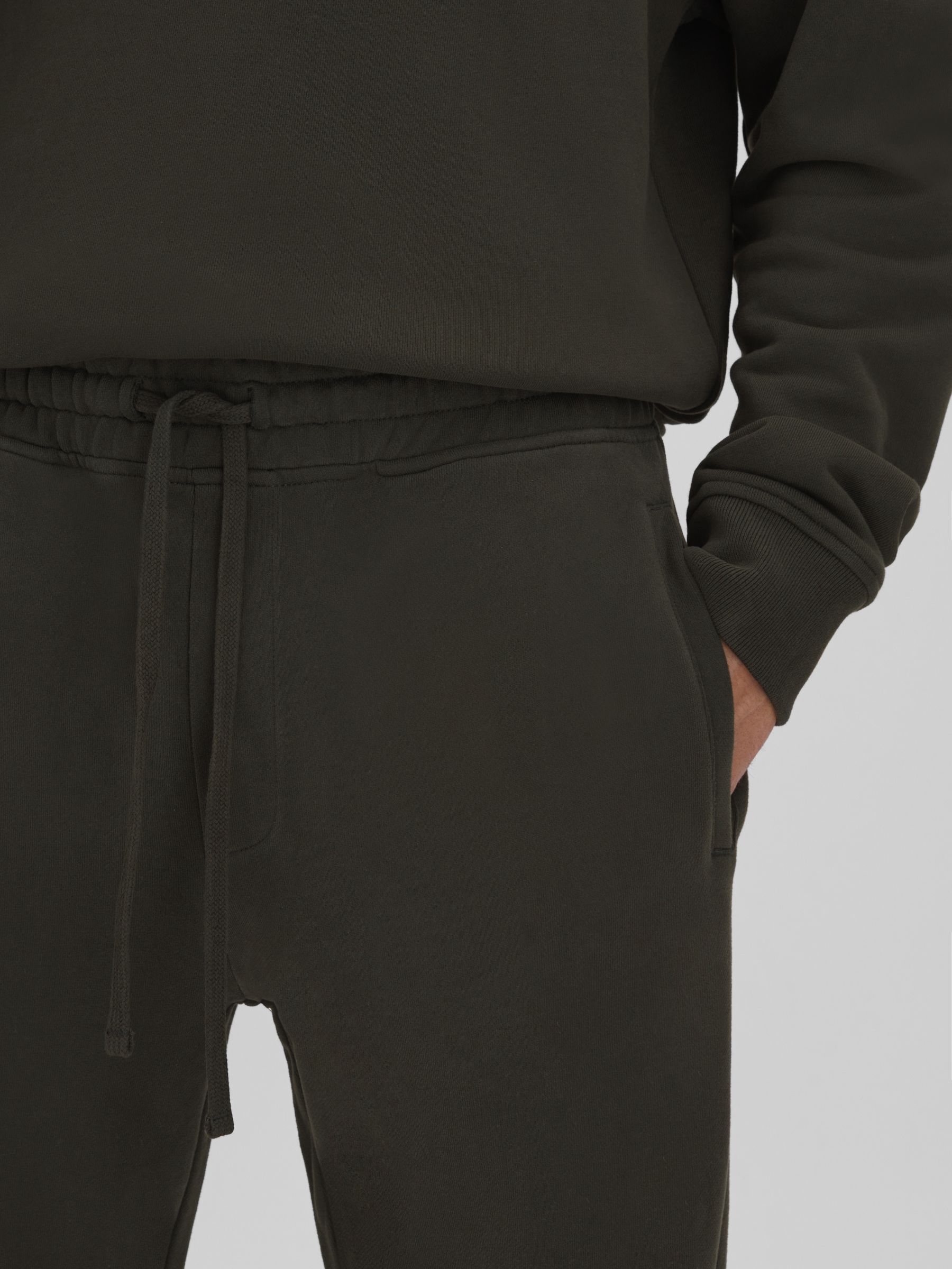 Fleece Lined Cotton Joggers in Khaki - Image 4 of 6