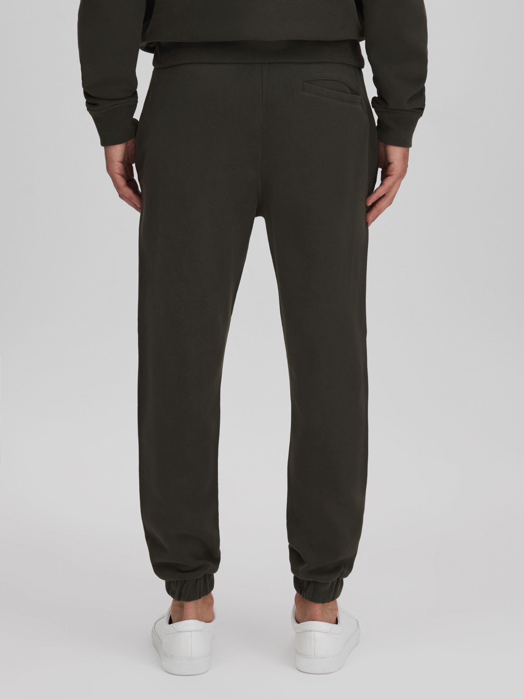 Fleece Lined Cotton Joggers in Khaki - Image 5 of 6