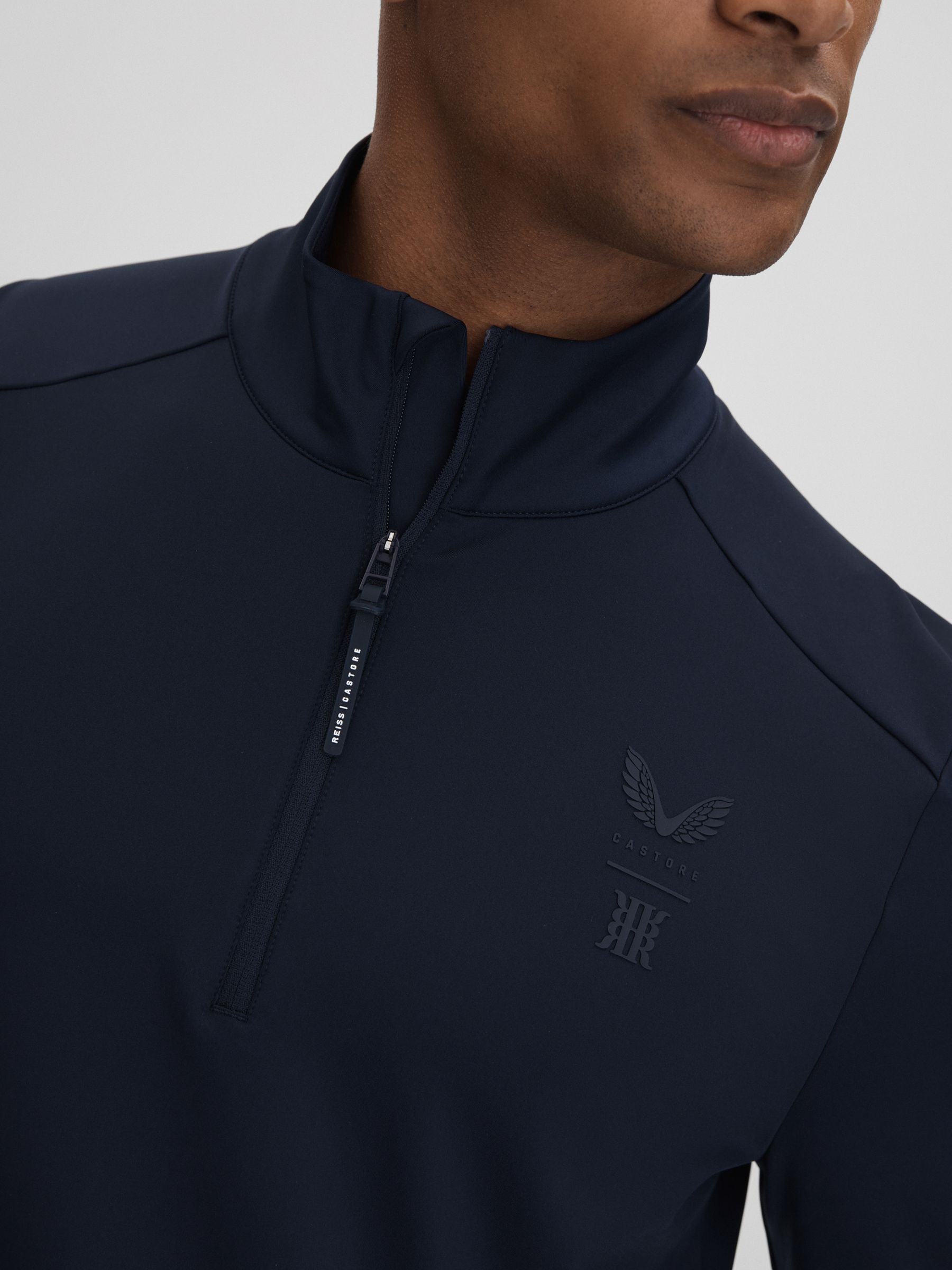 Castore Performance Quarter-Zip Funnel Neck Top in Midnight Navy - Image 4 of 7