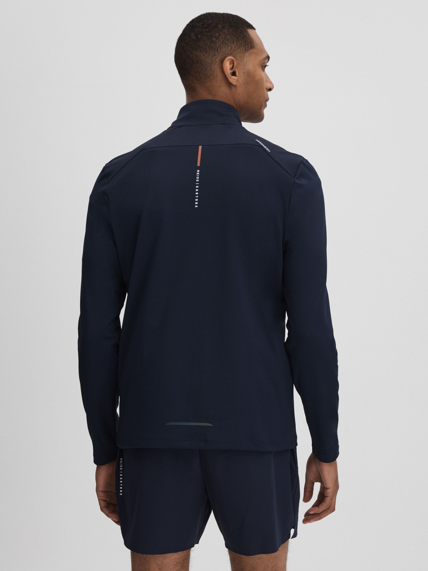 Reiss Castore Performance Quarter-Zip Funnel Neck Top in Midnight