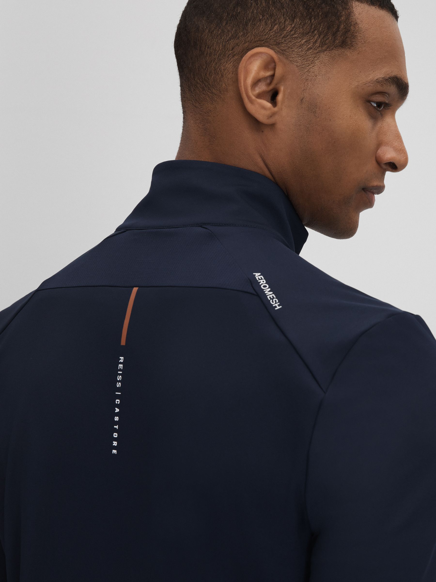 Reiss Castore Performance Quarter-Zip Funnel Neck Top in Midnight