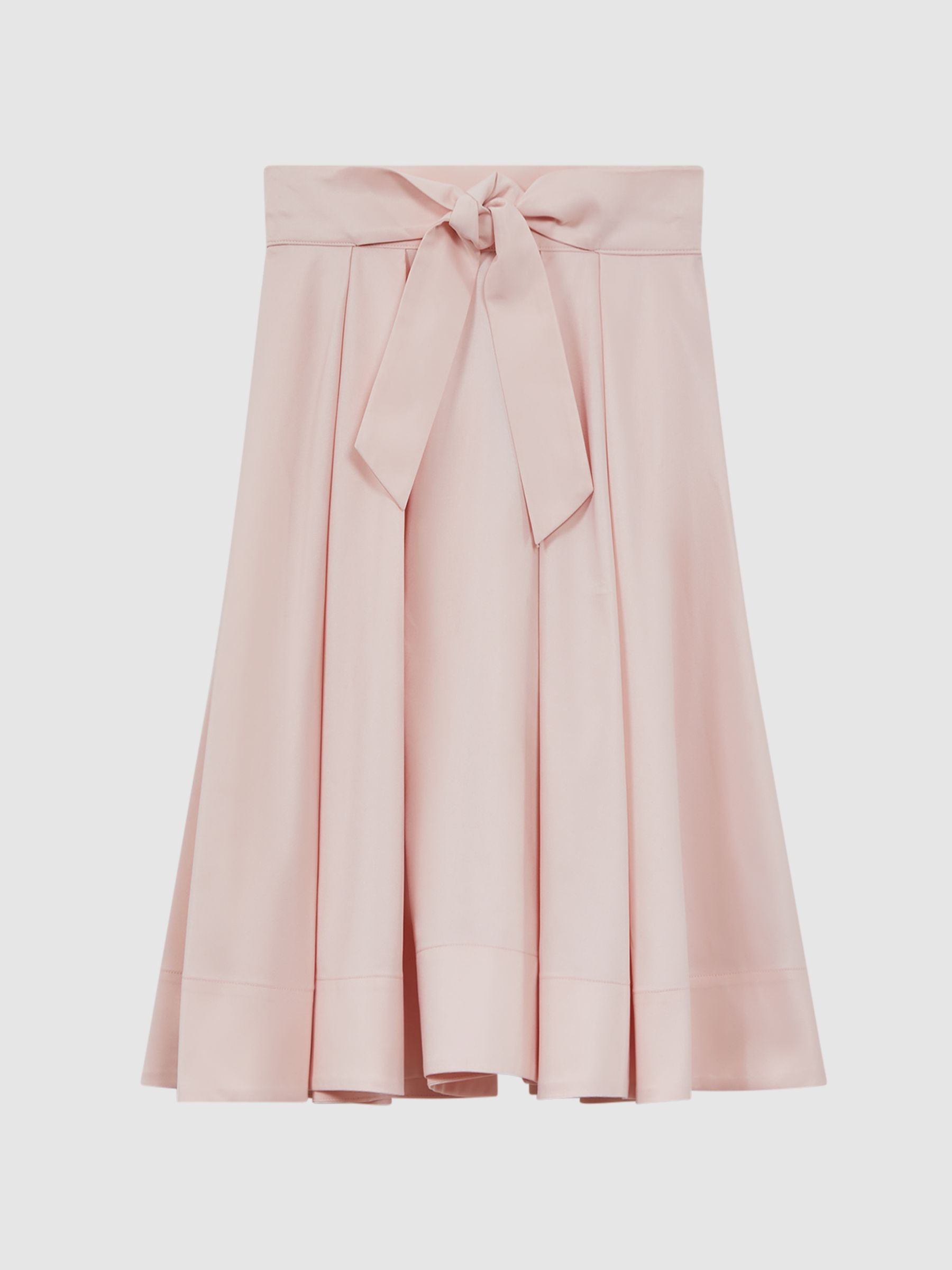 Teen Pleated Belted Taffeta Midi Skirt in Pink - Image 2 of 6