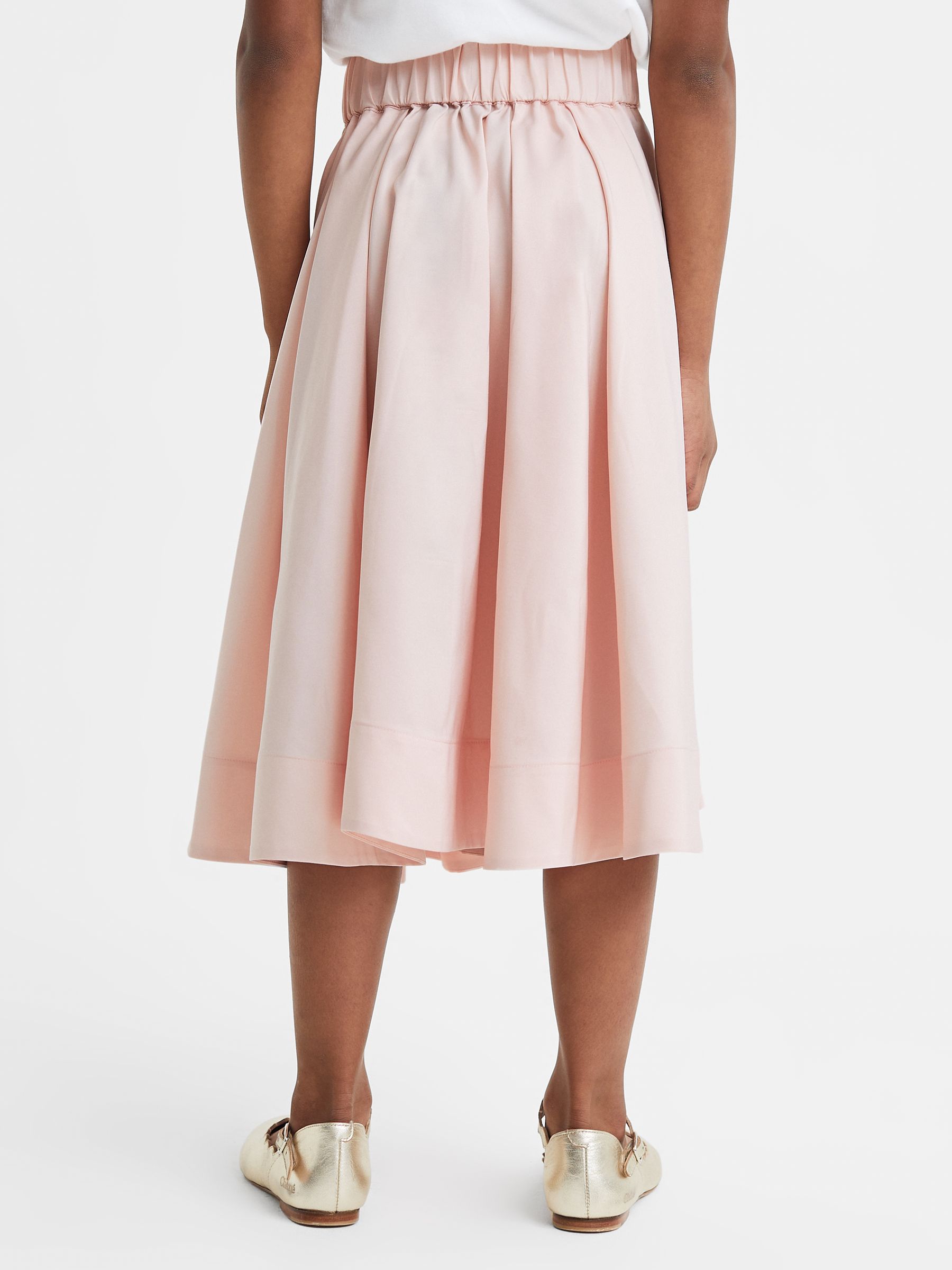 Teen Pleated Belted Taffeta Midi Skirt in Pink - Image 5 of 6