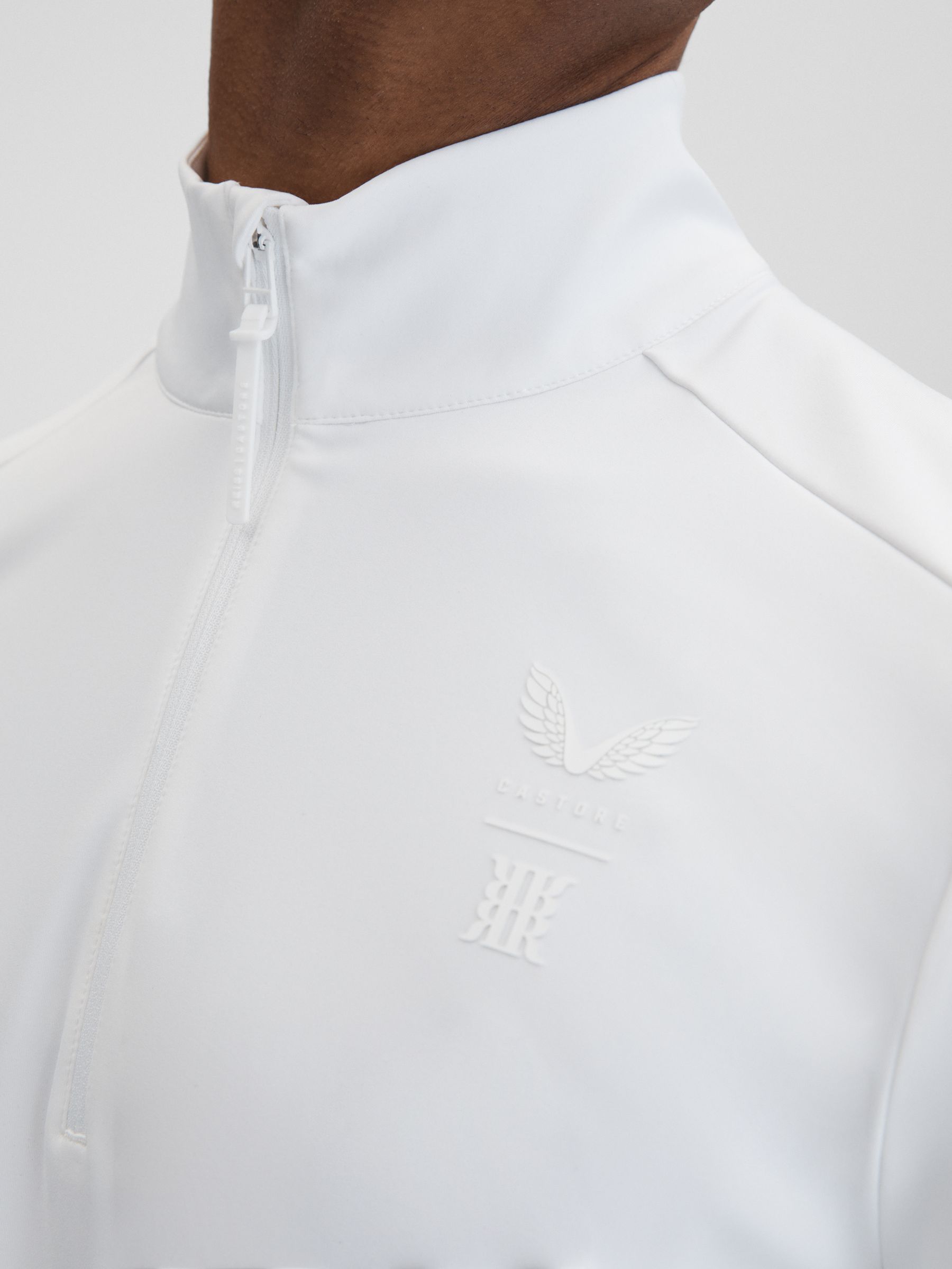 Castore Performance Quarter-Zip Funnel Neck Top in White - Image 4 of 7