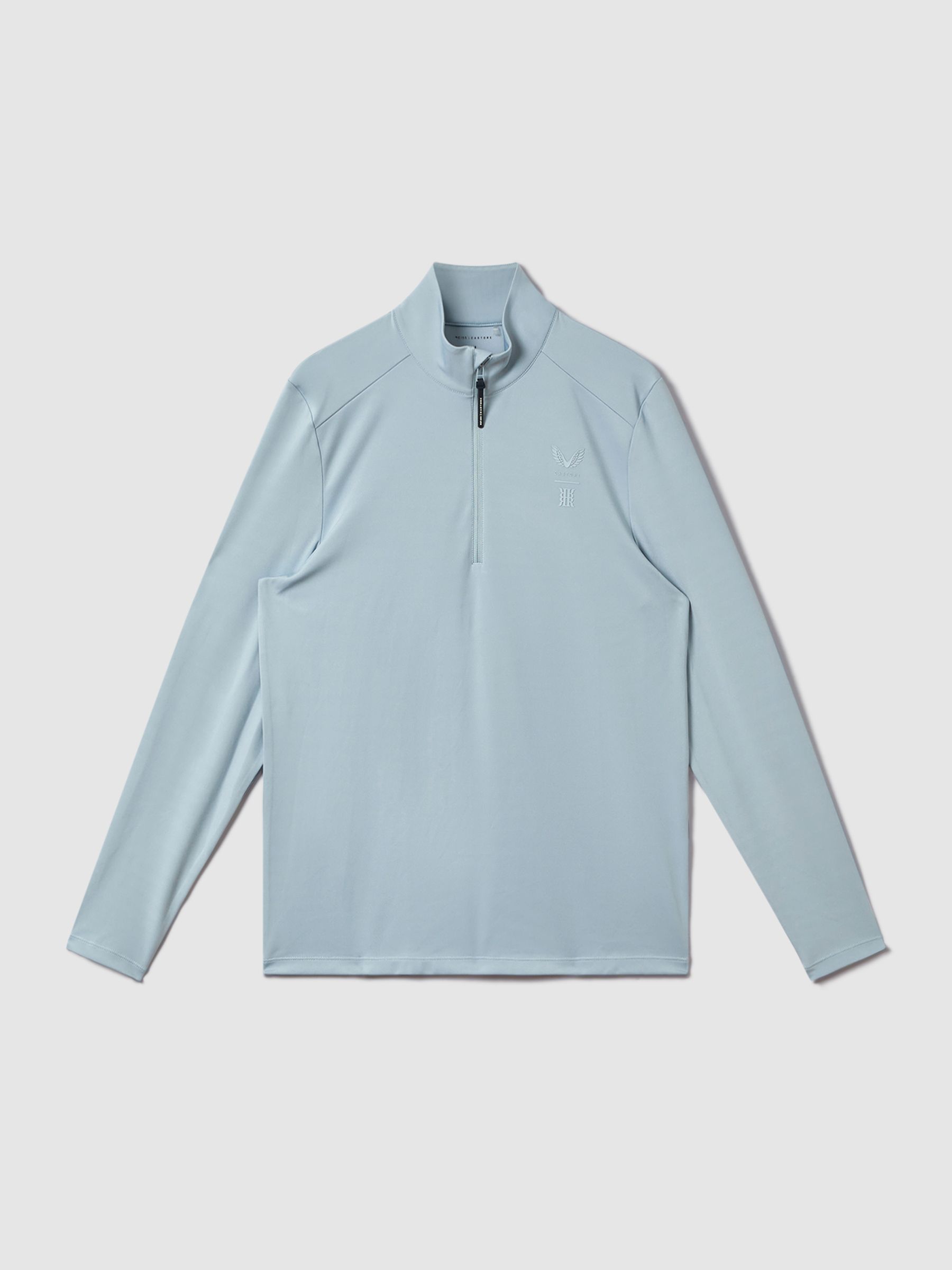 Castore Performance Quarter-Zip Funnel Neck Top in Blue Silver - Image 2 of 8