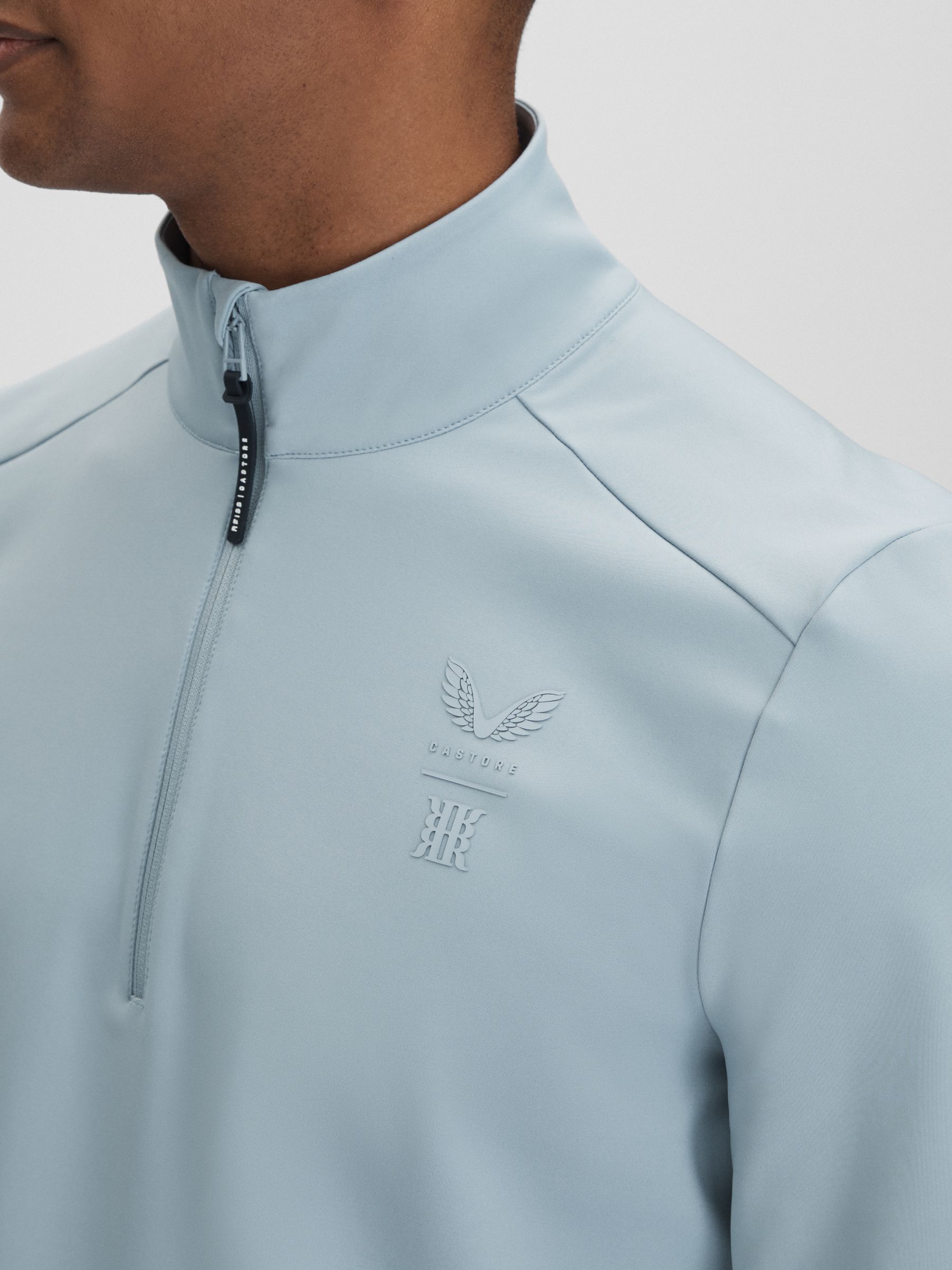 Castore Performance Quarter-Zip Funnel Neck Top in Blue Silver - Image 4 of 8