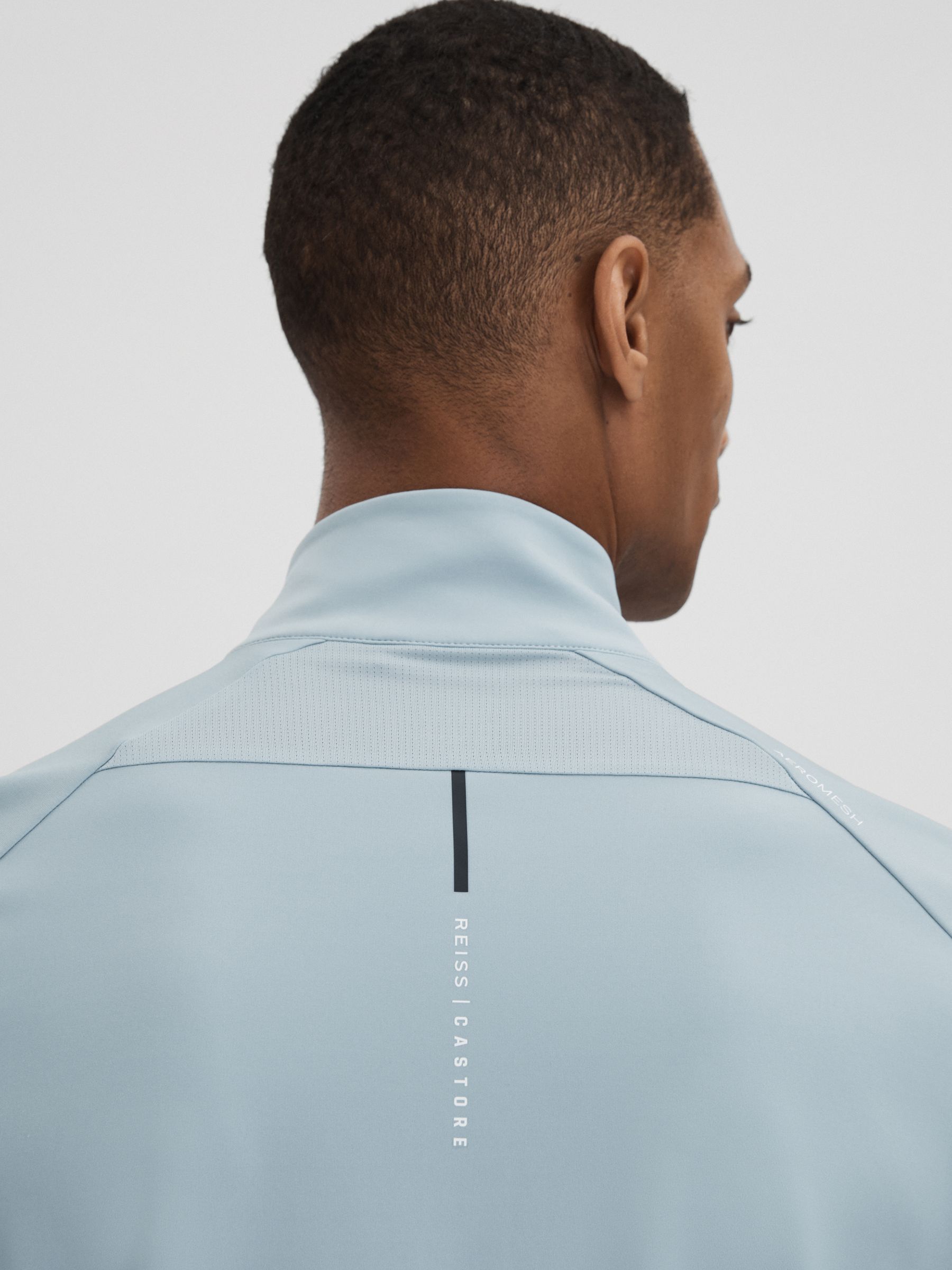 Castore Performance Quarter-Zip Funnel Neck Top in Blue Silver - Image 6 of 8