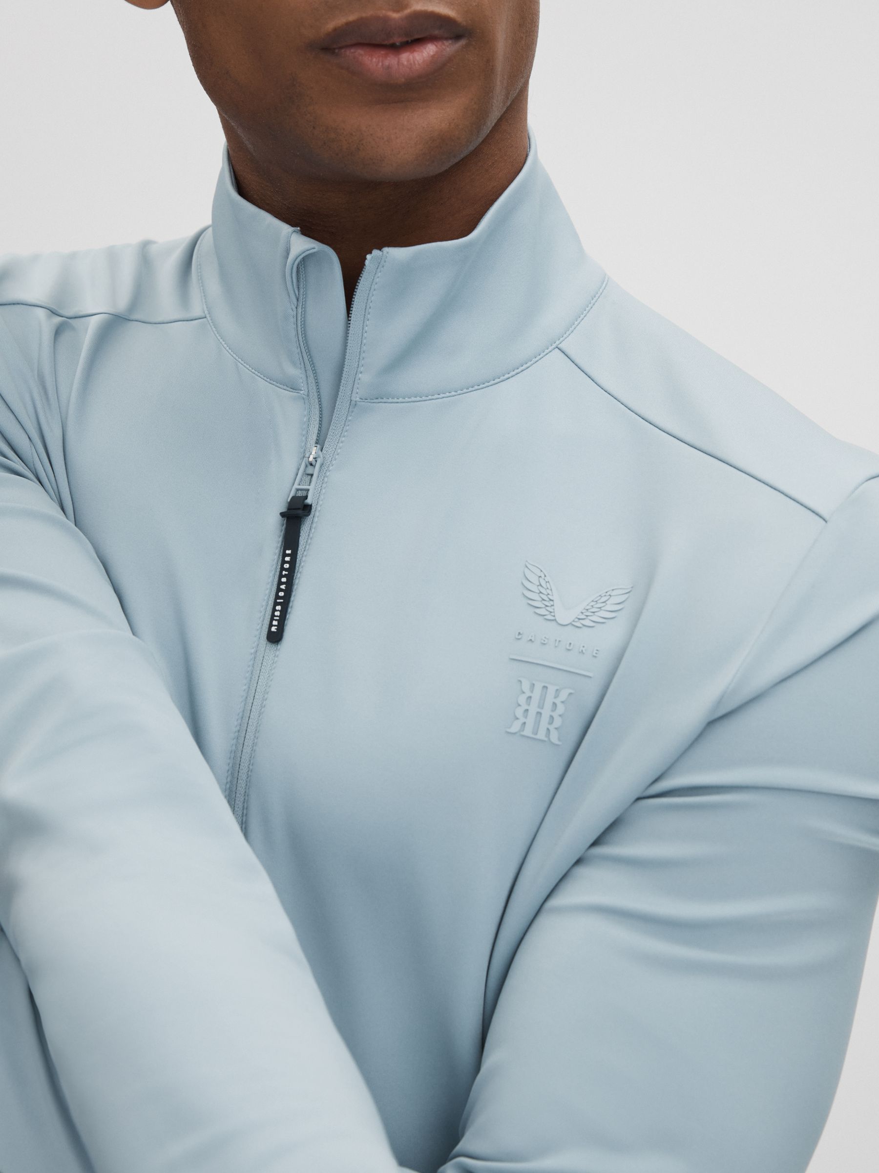 Castore Performance Quarter-Zip Funnel Neck Top in Blue Silver - Image 7 of 8