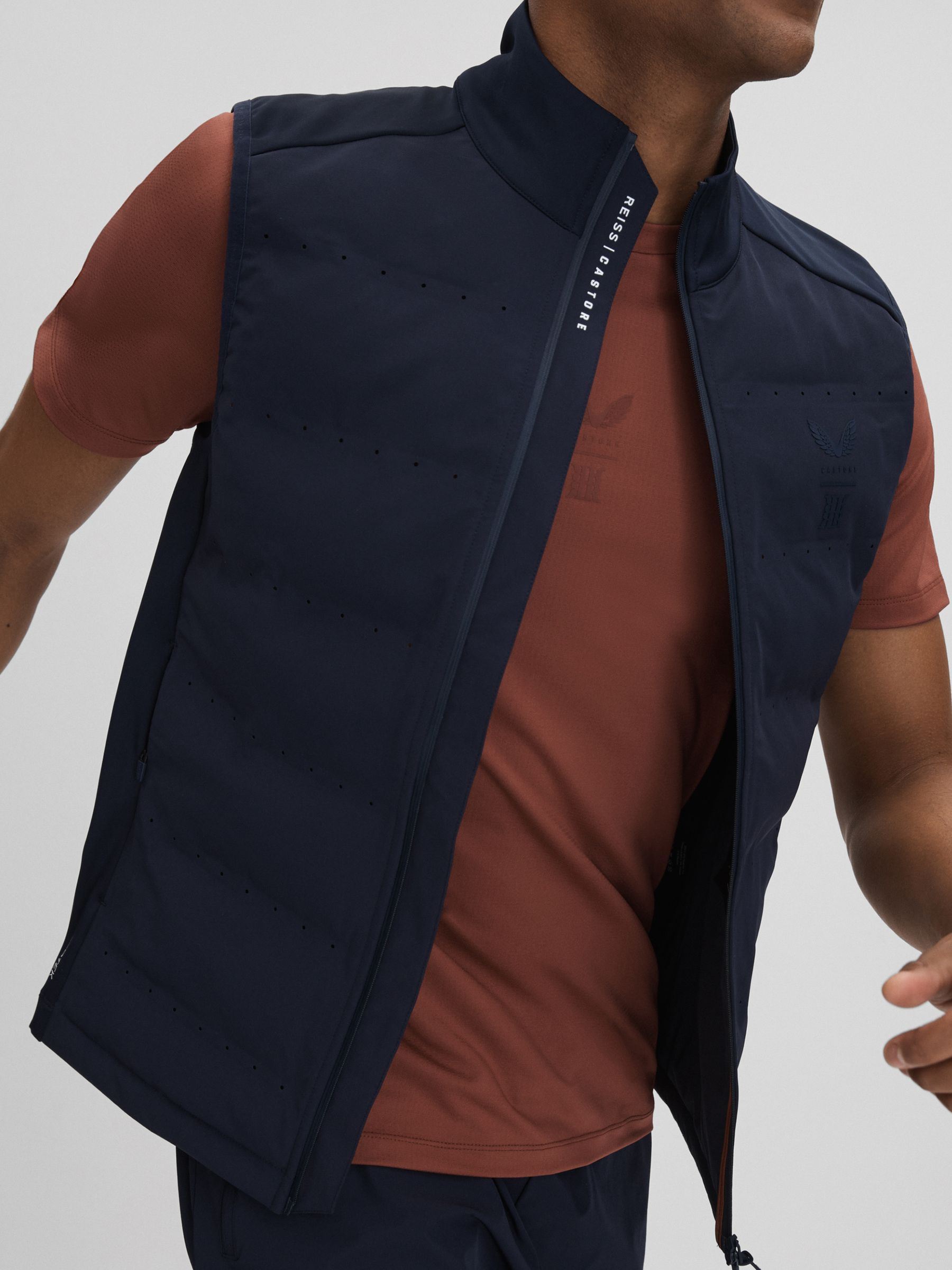 Castore Water Repellent Hybrid Quilted Gilet in Midnight Navy - Image 7 of 8