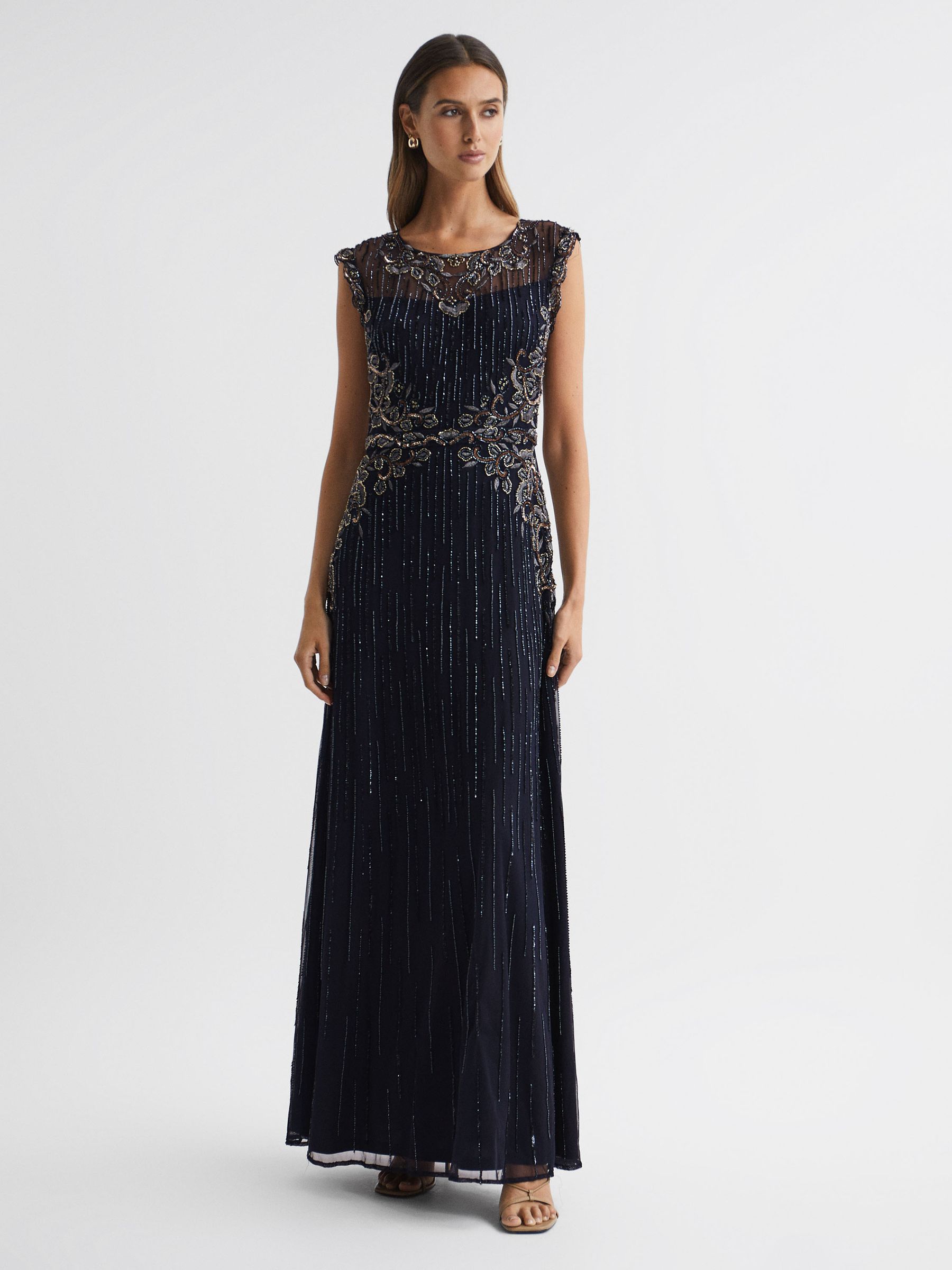 Raishma Embellished Maxi Dress in Navy - Image 1 of 6 Raishma Embellished Maxi Dress in Navy - Image 1 of 6