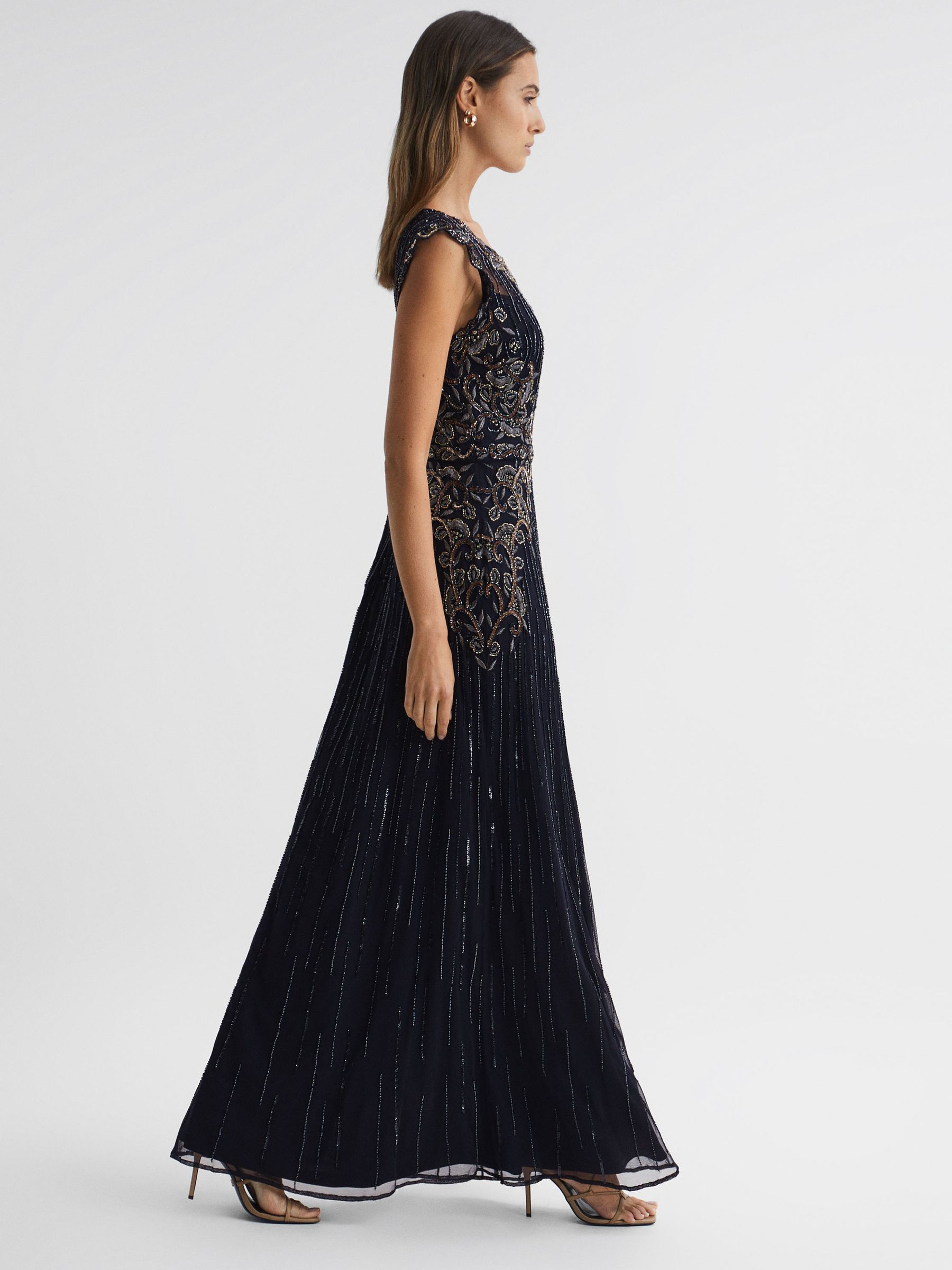 Raishma Embellished Maxi Dress in Navy - Image 4 of 6