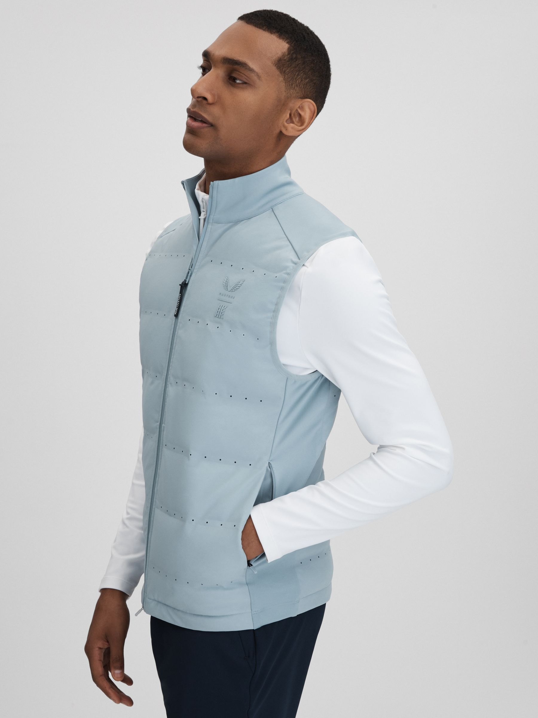 Castore Water Repellent Hybrid Quilted Gilet in Blue Silver - Image 7 of 8