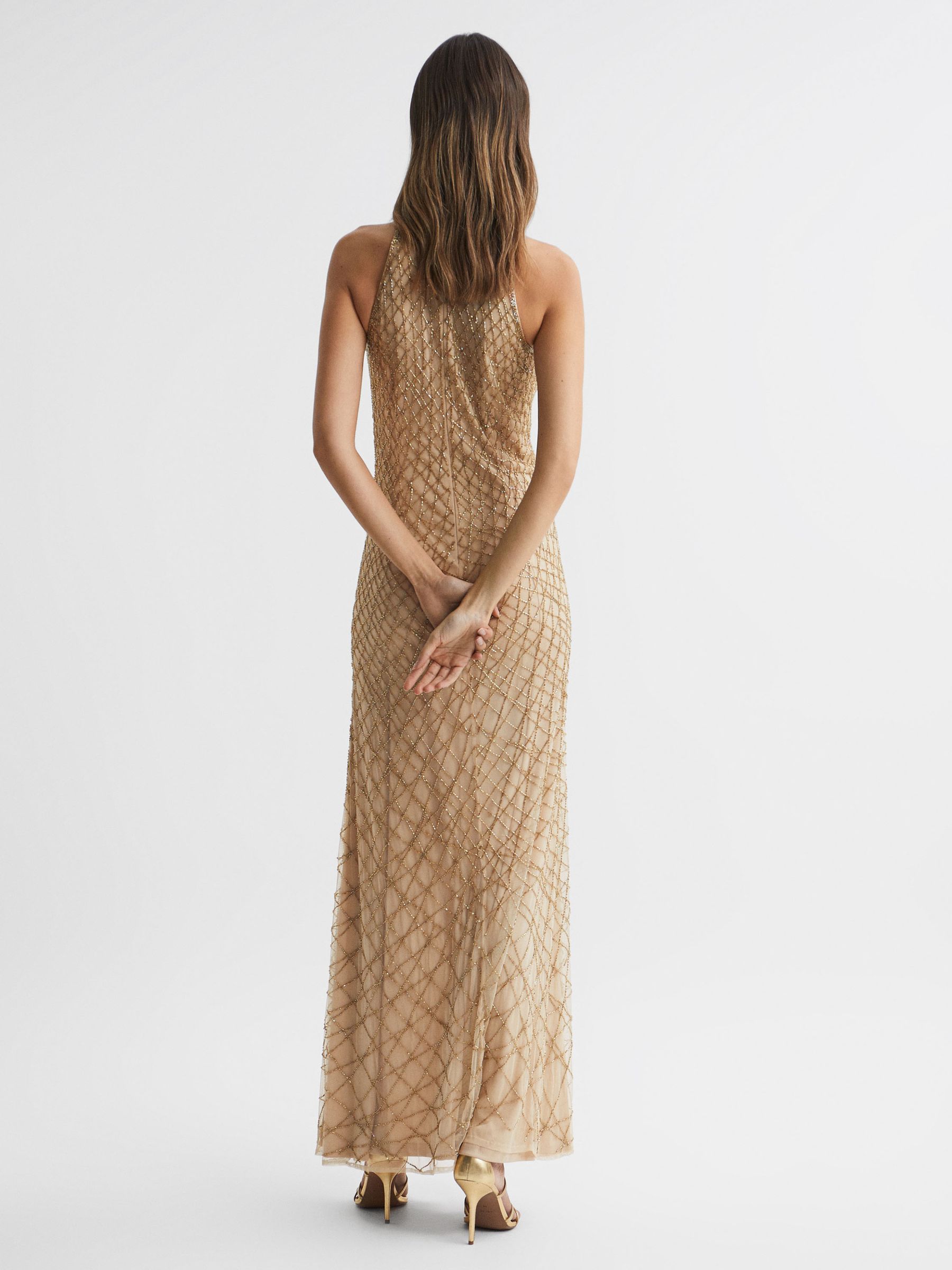 Raishma Embellished Maxi Dress in Gold - Image 4 of 5