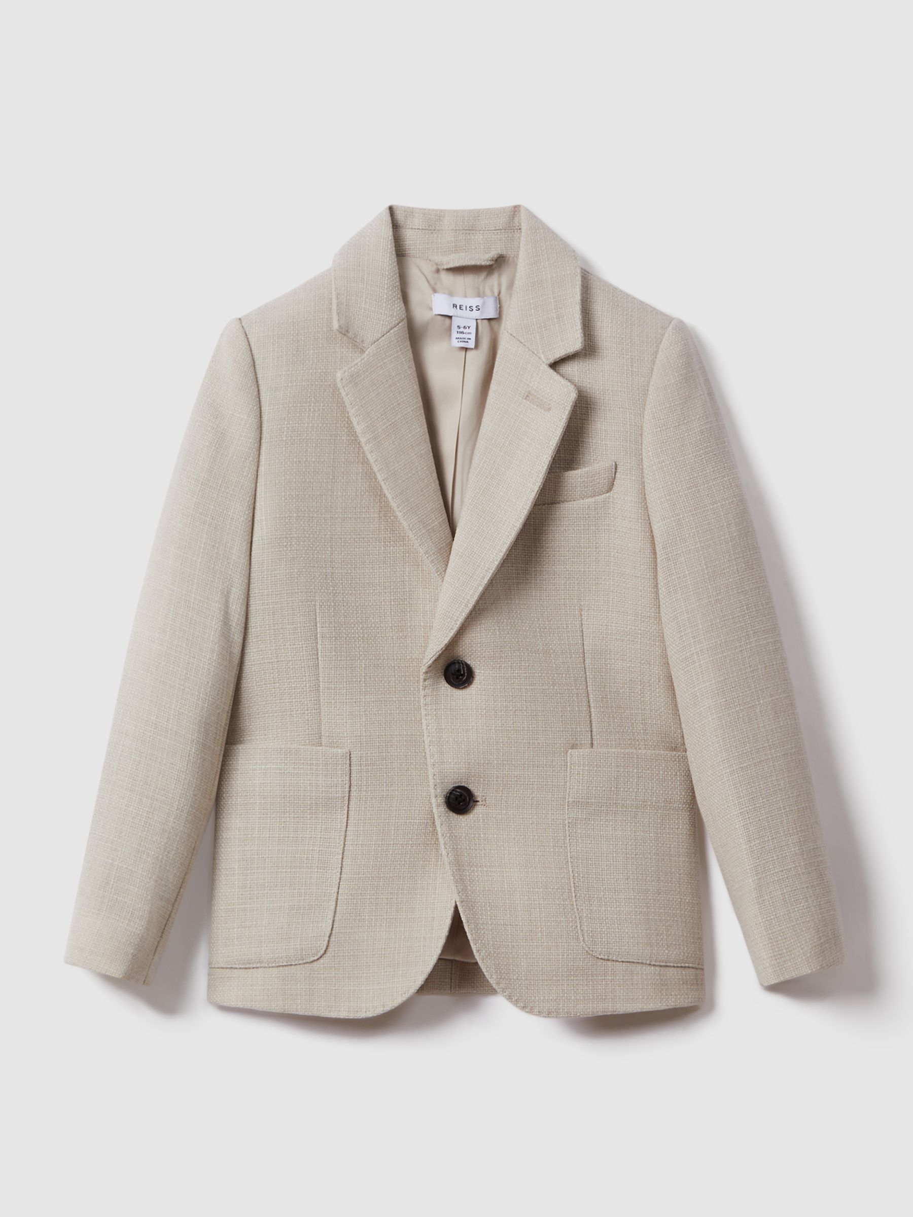 Teen Textured Wool Blend Single Breasted Blazer in Stone - Image 1 of 4