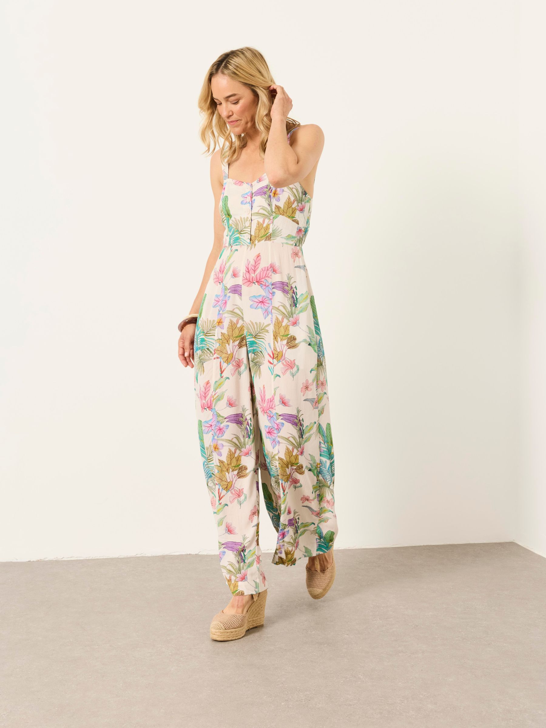 Rosa Ivory Tropical Petite Jumpsuit - Image 1 of 6