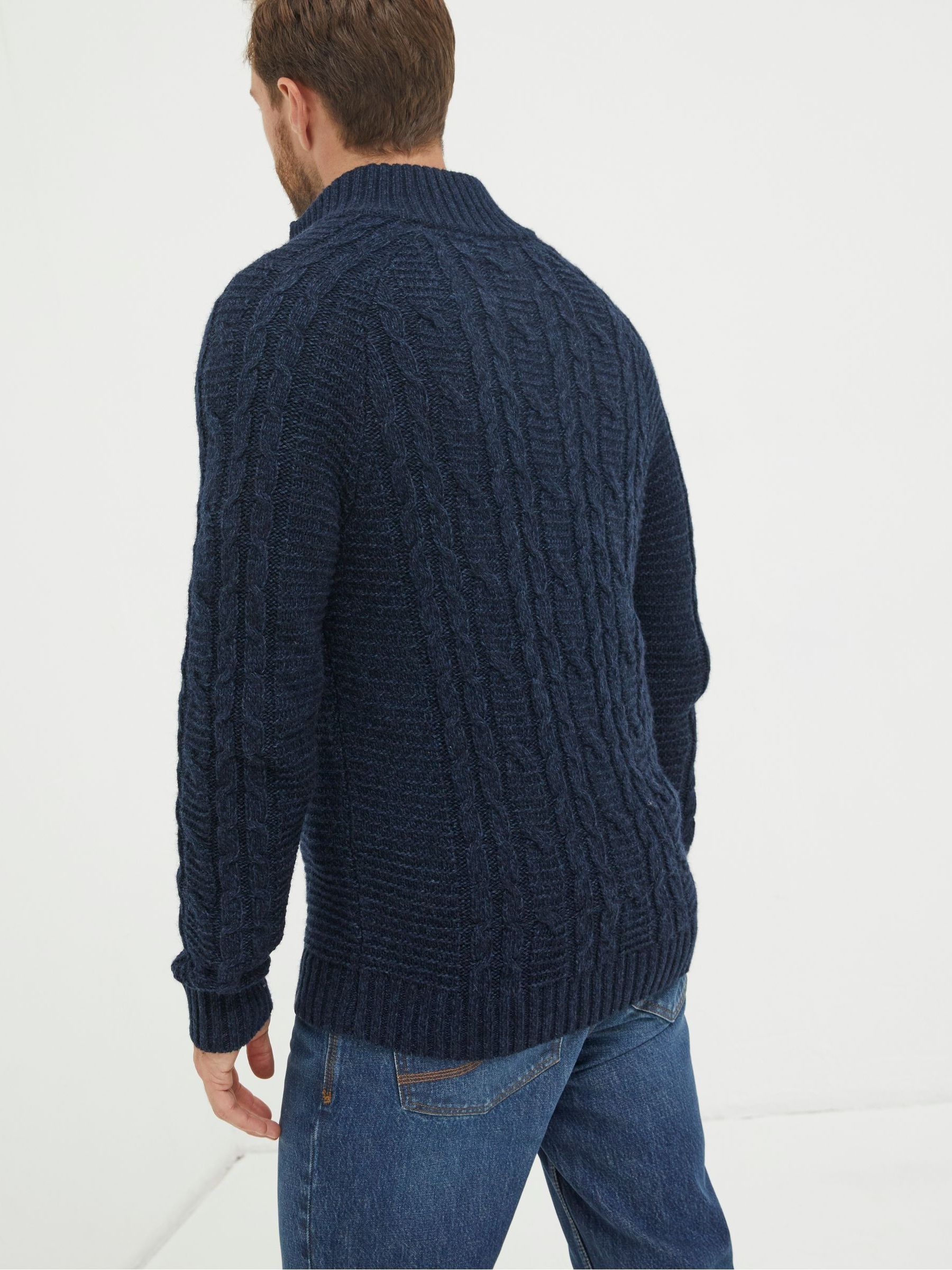 Blue Funtley Cable Half Neck Jumper - Image 2 of 5