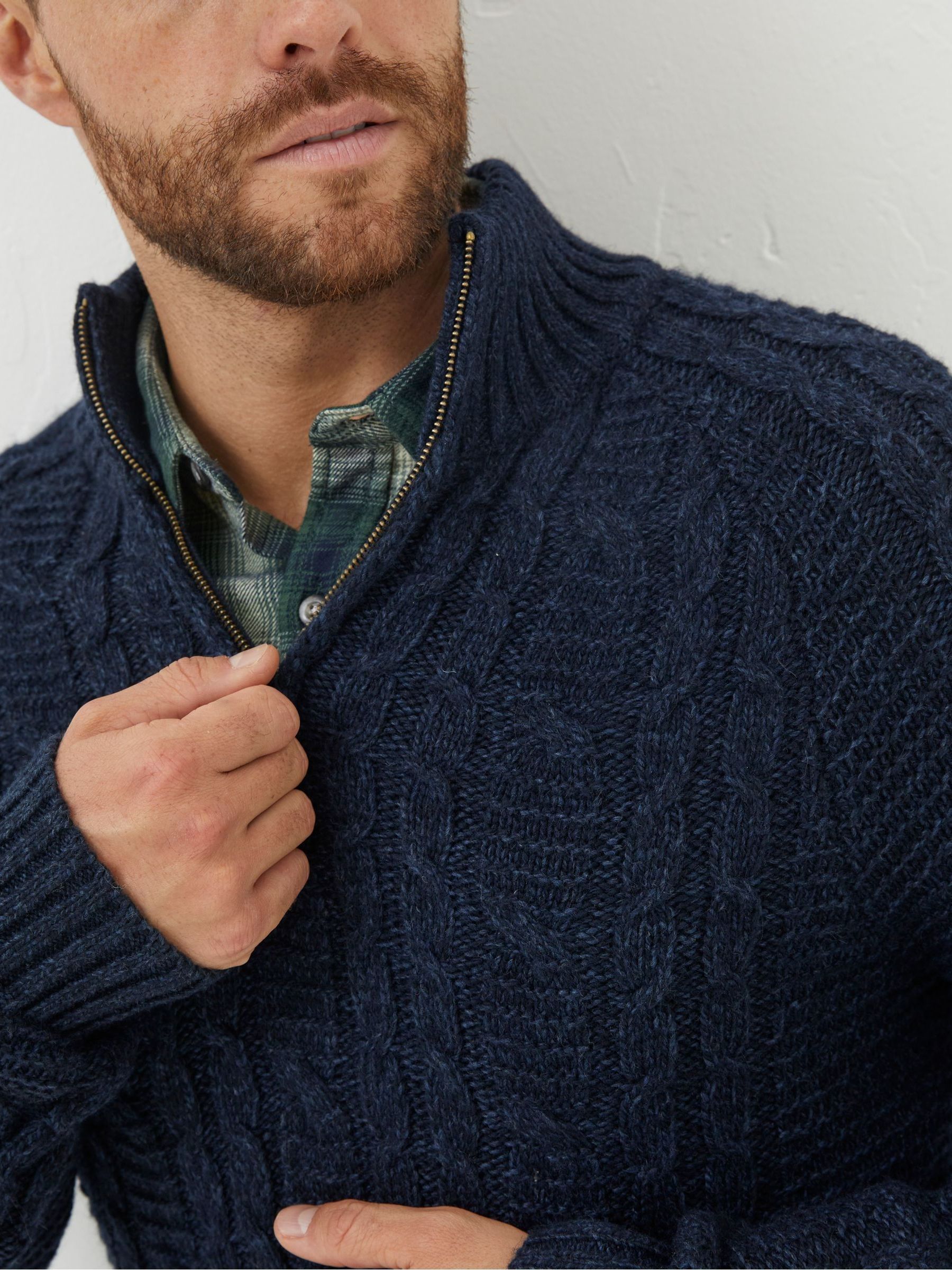 Blue Funtley Cable Half Neck Jumper - Image 4 of 5