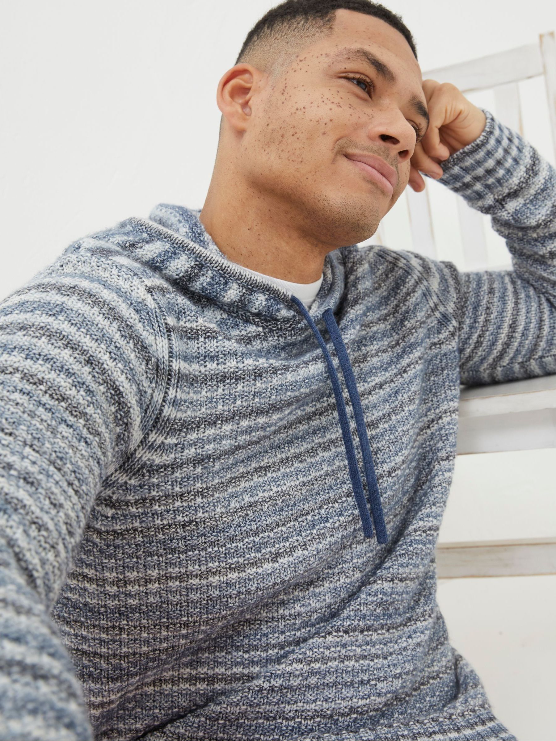 Blue Trescowe Knitted Hoodie - Image 3 of 5