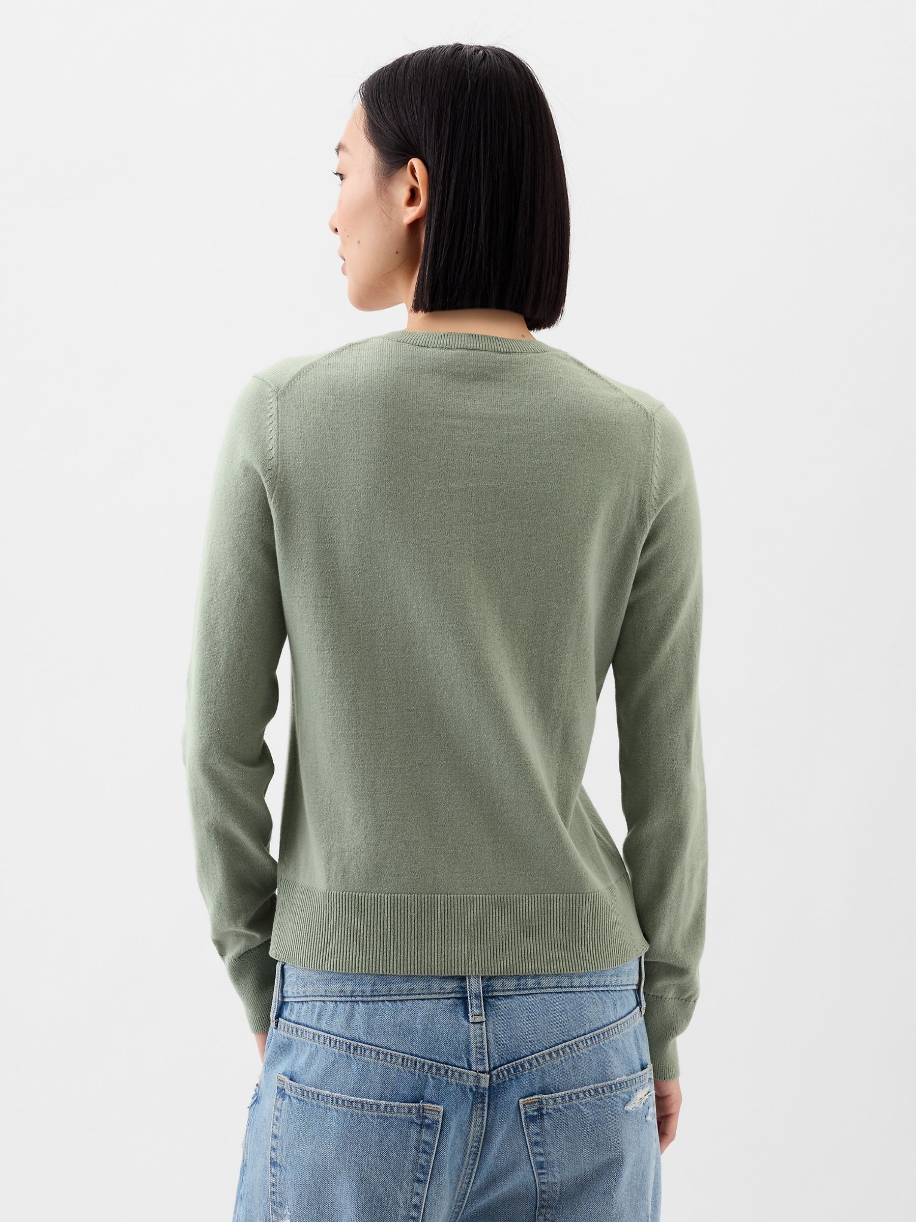 Green Crew Neck Long Sleeve Cardigan - Image 2 of 2